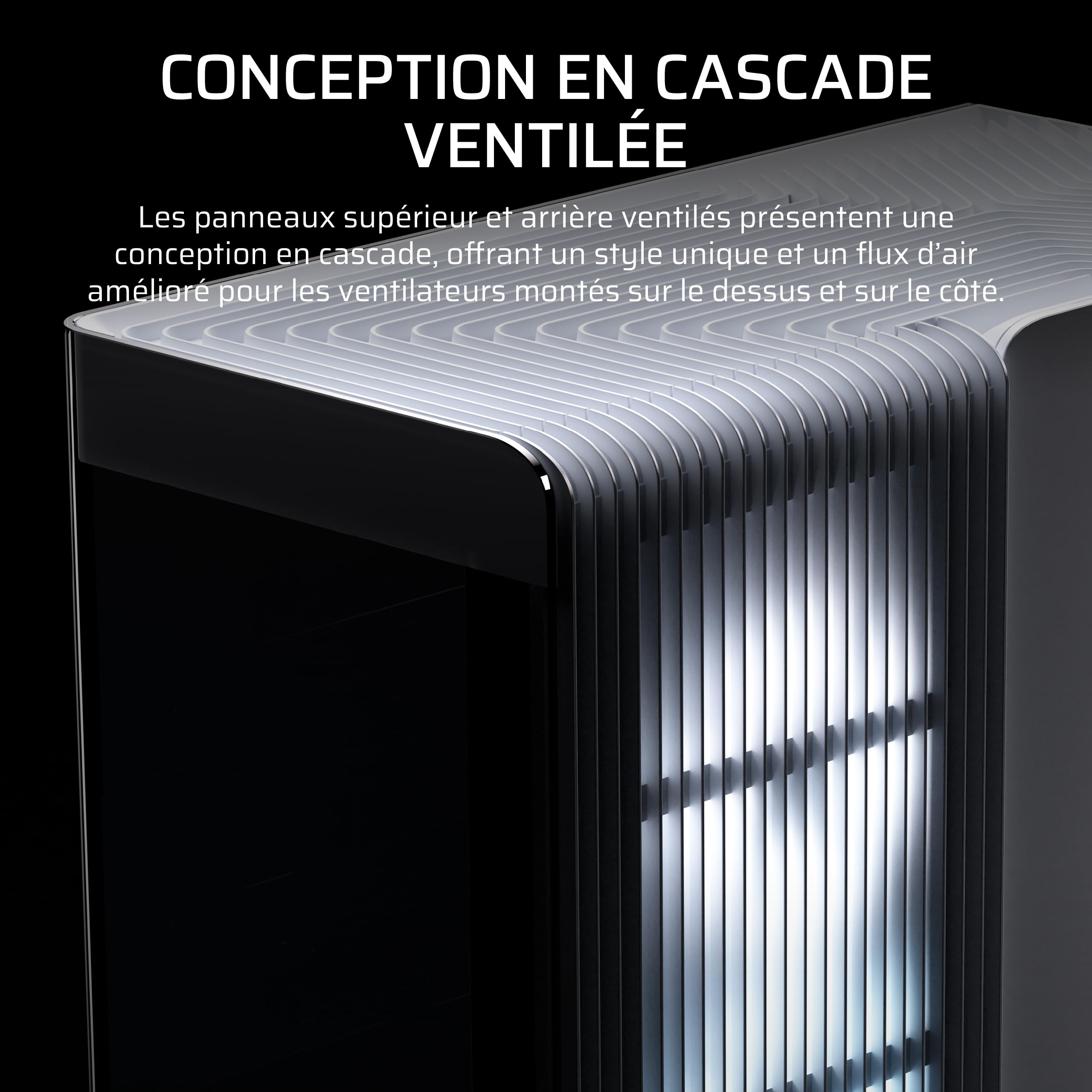 CORSAIR Frame 4500X LX-R RGB Link Boîtier PC Moyen-Tour en Verre Panoramique – Système de Fixation du Ventilateur InfiniRail, Peut Accueillir Deux Radiateurs de 360 mm, 3X LX120-R RGB Link – Blanc