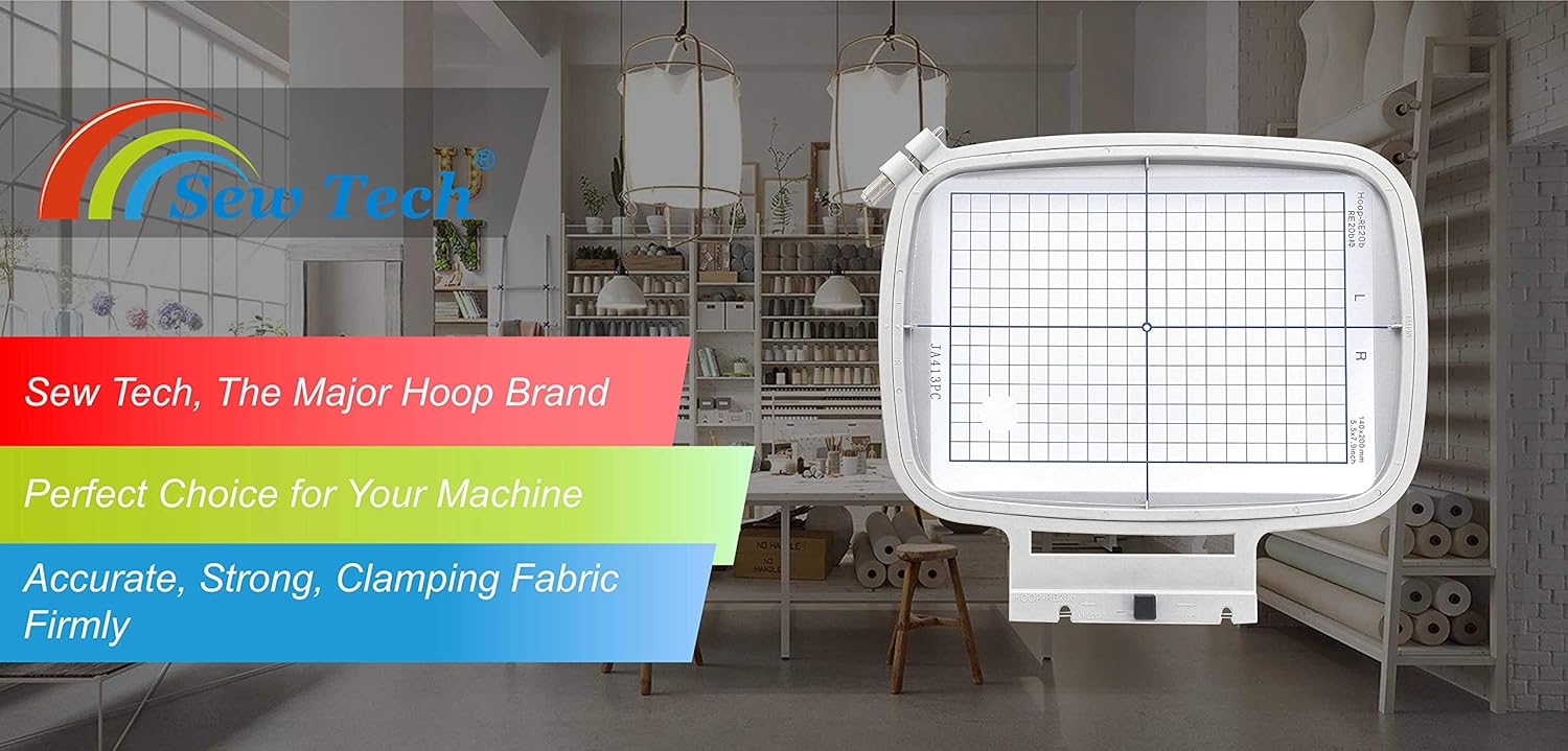 Sew Tech RE20B 7.9" x 5.5" (140 x 200mm) Embroidery Hoop for Janome Memory Craft 500E 550E 400E 450E Elna Expressive 830 Sewing and Embroidery Machine Hoops