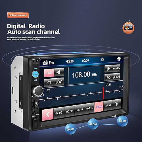 Miniatura 2 de Doble Din Bluetooth estéreo del coche 7 pulgadas HD pantalla táctil radio del coche con respaldo de la cámara soporte espejo enlace para Android/iOS