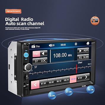 Double Din Bluetooth Car Stereo 7 inch HD Touch Screen Car Radio with Backup Camera Support Mirror Link for Android/iOS