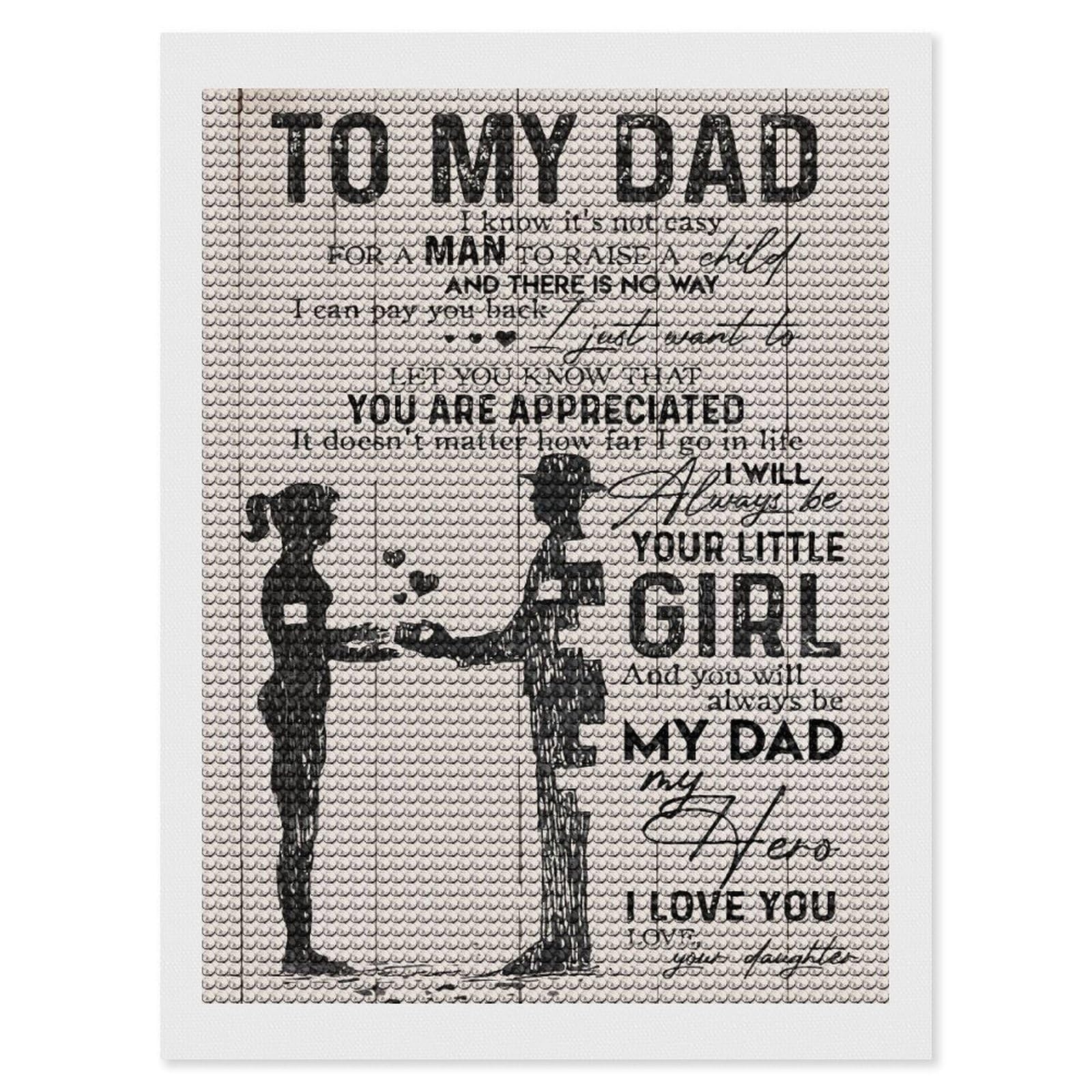 Junmoney to My Dad (2) Diamond Painting Set 12"x16", Neat Printed Canvas, with Tool Kit, Bedroom Decor, Gift Idea, Complete Accessories