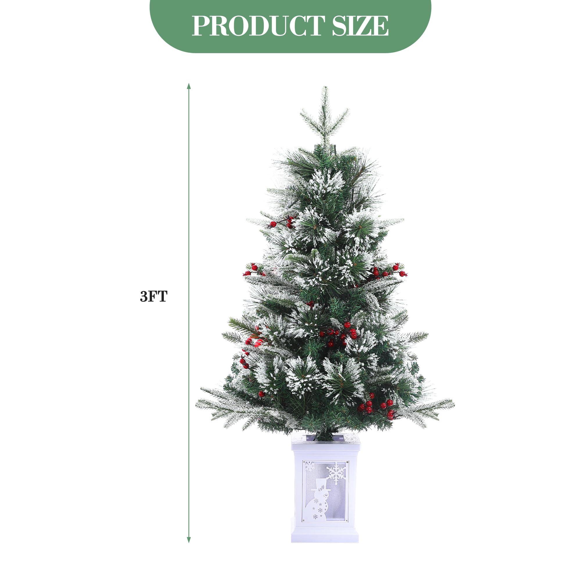 GarveeLife Kunst Weihnachtsbaum, Vorbeleuchtet, 78 LEDs – Weihnachtsdeko | Schneeflocken-Standfuß, 8 Lichtmodi – Für Zuhause, Büro, Eingang, Party, Weiß, 2er-Set