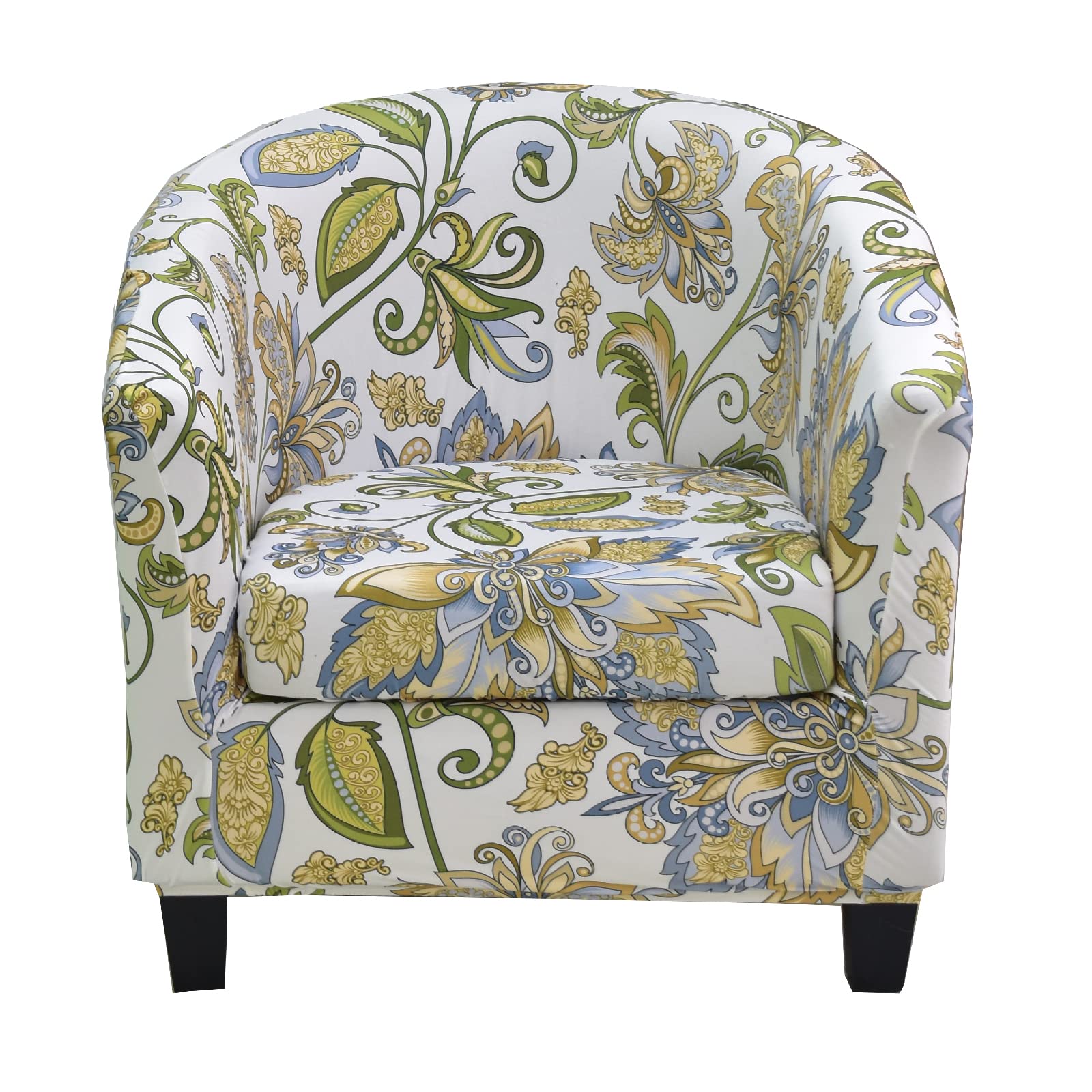 KRFOONN 2 Pieces Club Chair Slipcover Printed Stretch Tub Chair Slipcover Armchair Covers Sofa Cover Removable Round Barrel Chair Covers Couch Furniture Protector Cover for Living Room, A33