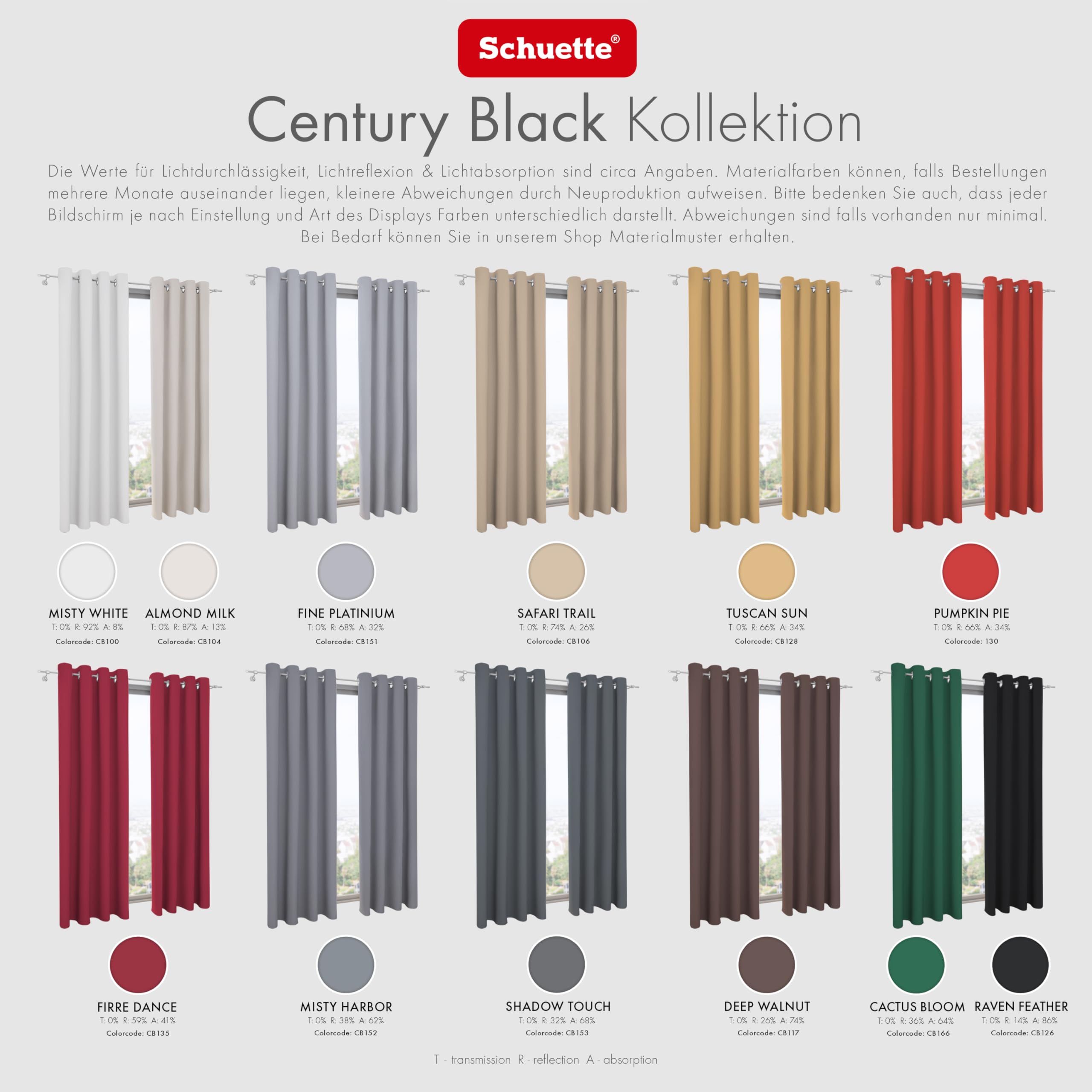 Schuette® Verdunklungsvorhang mit Ösen ● Century Black: Firre Dance (Rot) ● 230x130cm Höhe x Breite (1 Stück) ● Blackout Vorhang Verdunkelung Knitterfrei Pflegeleicht Gardine Thermo Blickdicht