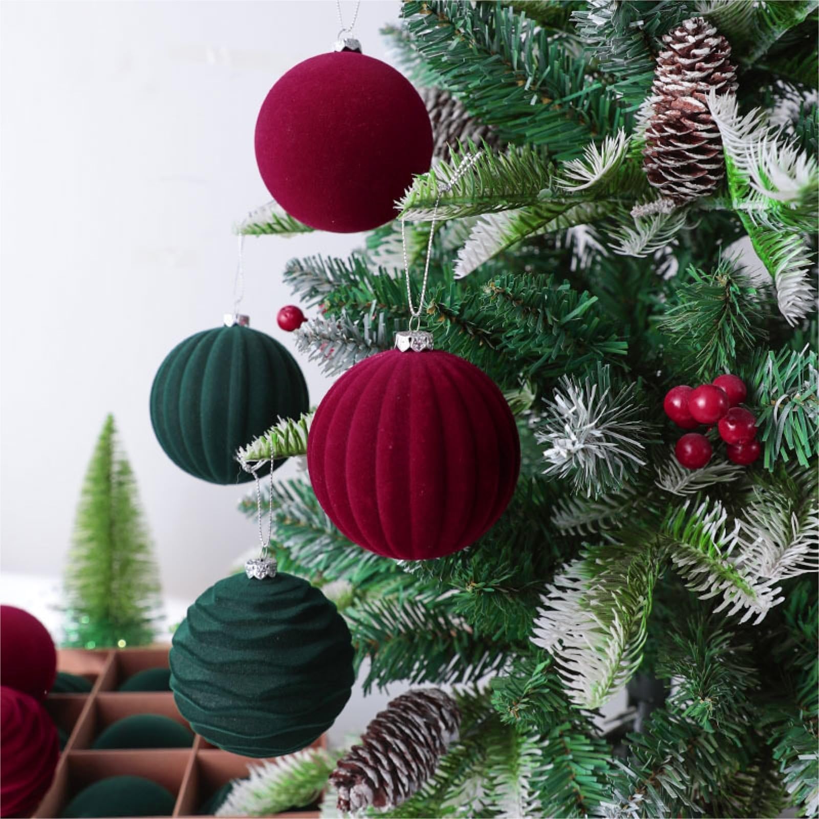 Baumschmuck Weihnachtsbaumschmuck Aus Kunststoff, 8 cm Durchmesser, 12 Stück Weihnachtskugeln(Rood)
