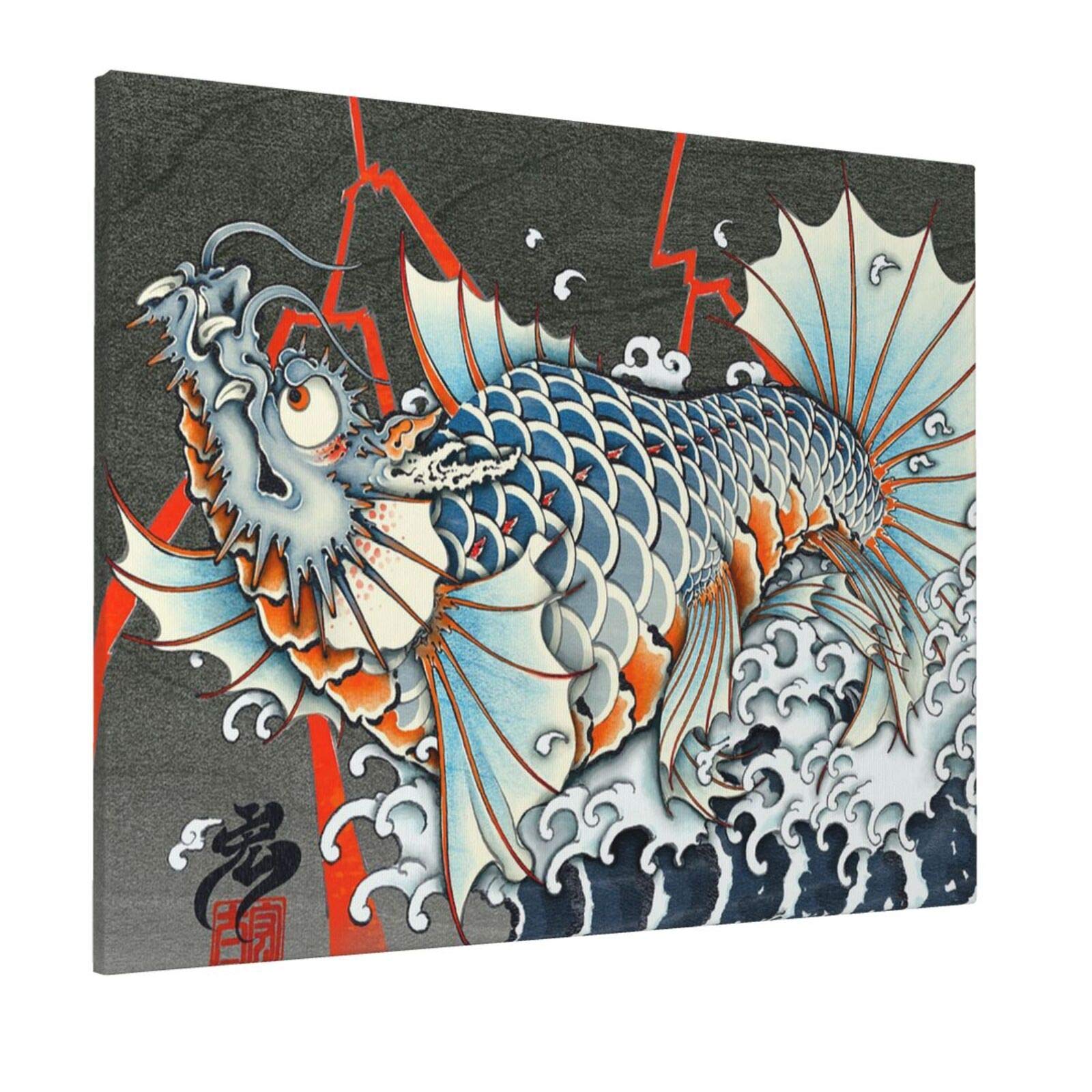 Amazon.co.jp: ポスター 龍魚 浮世絵 アートパネル アートフレーム 木