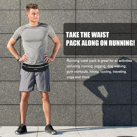 HAISSKY Running Belt, Lightweight Fitness Waist Pack, up to 6.9