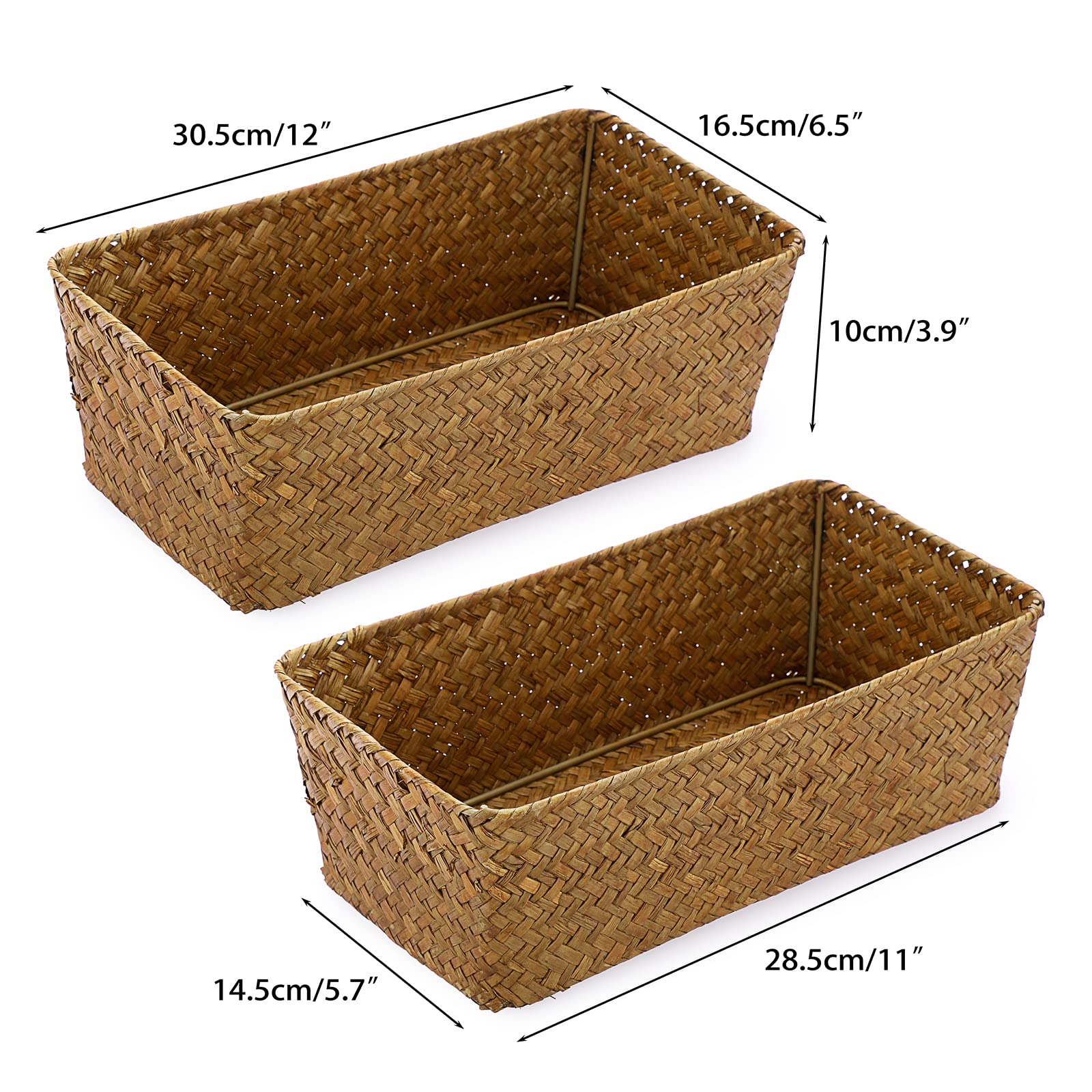 Panier Rangement OLegei En Osier - 3 Compartiments Pour Déco