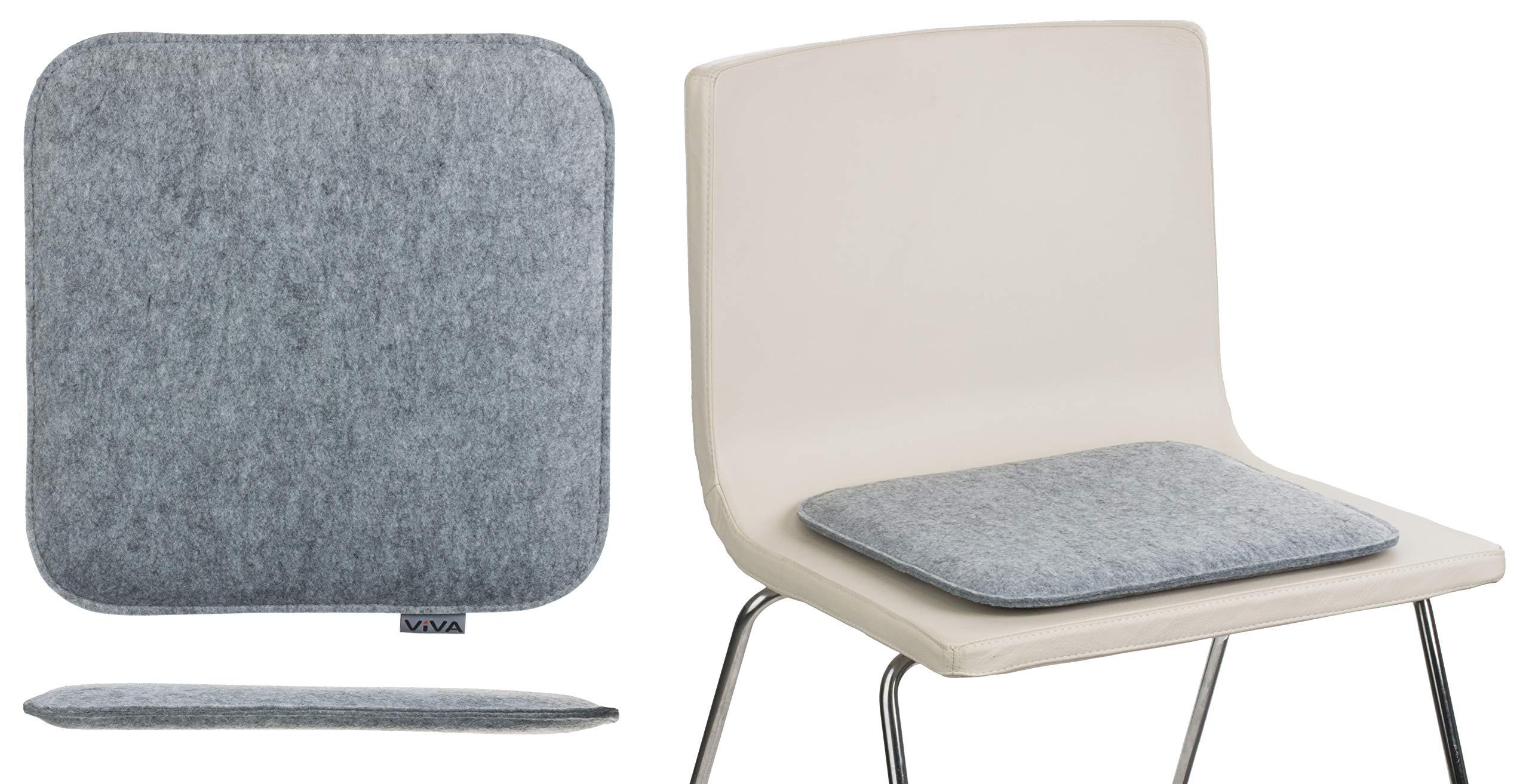 Set Di 6 Cuscini Seduta In Feltro Reversibili Grigio/brizzolato - 35x35 Cm, Lavabili E Robusti