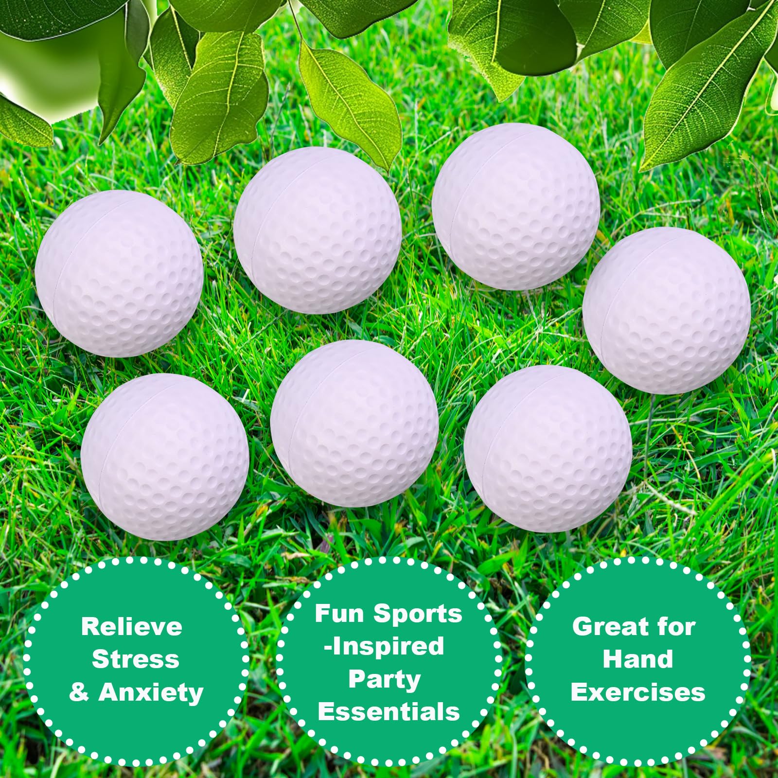 24 mini pelotas de golf de 6,35 cm para práctica de espuma para aliviar el estrés con 2 bolsas de almacenamiento de malla negra, regalos de fiesta deportiva para cumpleaños, escuela,