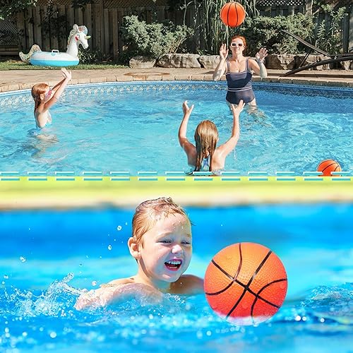 Miniatura 48 de Juego de 40 mini pelotas de baloncesto inflables de 6 pulgadas, juego de baloncesto pequeño de PVC para colocar sobre la puerta, juegos de aro