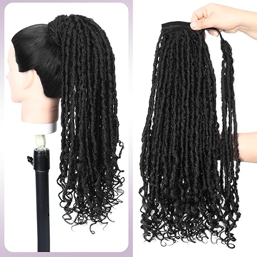 Miniatura 3 de WIGER Extensiones de cola de caballo de pelo sintético para mujeres negras, trenzas de cola de caballo negras trenzadas, extensiones de cola de
