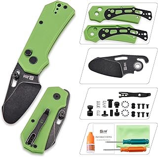 JIN Rhino Jr. Kids Pocket Knife, Fidget Toy Knife, DIY Kit, 1.97” Unsharpened Steel Blade, Safety Rounded Tip, Kids-friendly Button Lock Folding EDC, Green G10 Handle