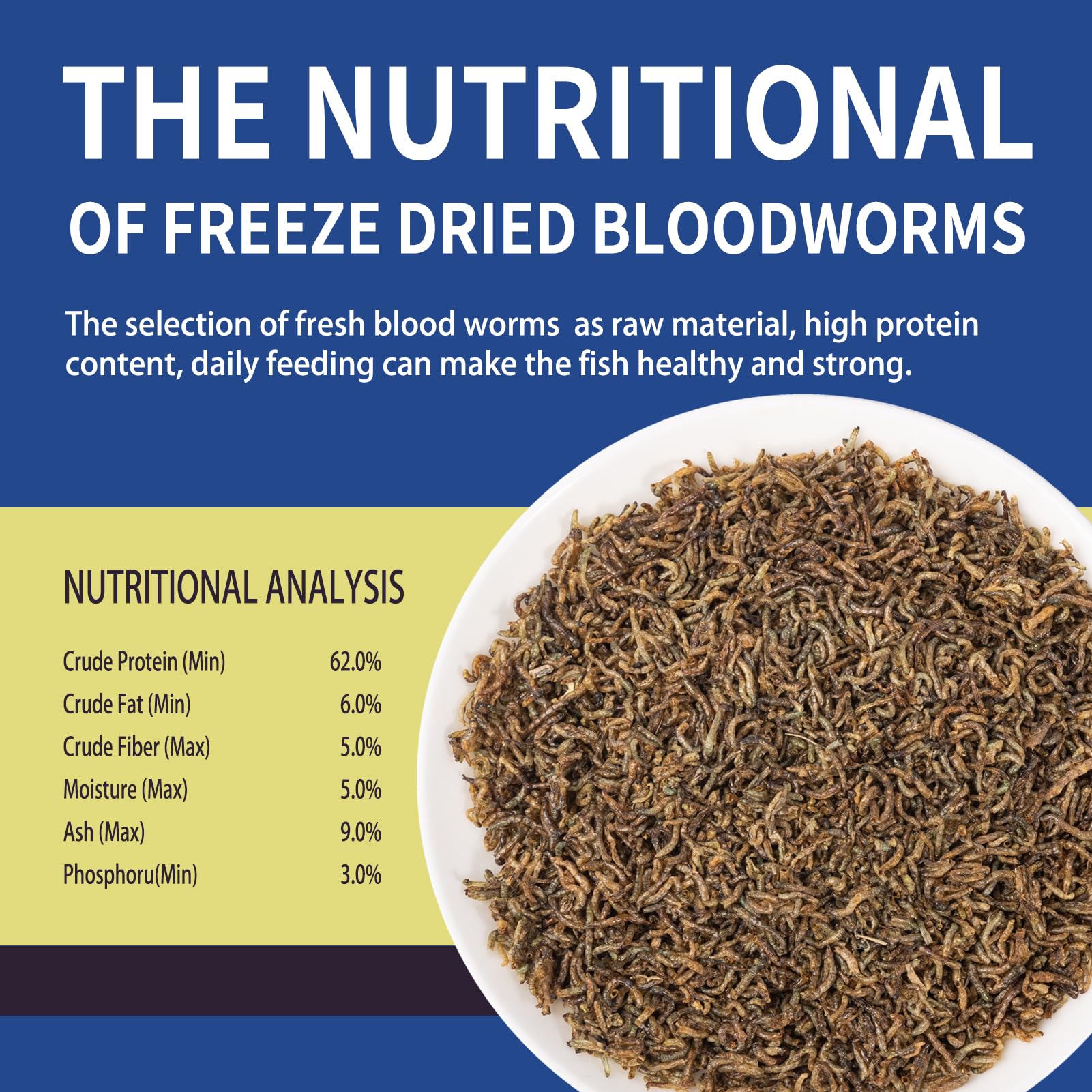 Dylan's cabin Freeze Dried Blood Worms - High Protein Fish Food Natural Bloodworms for Freshwater and Saltwater Fish All Tropical Fish Bettas Goldfish Discus Guppy Cichlids (85g)