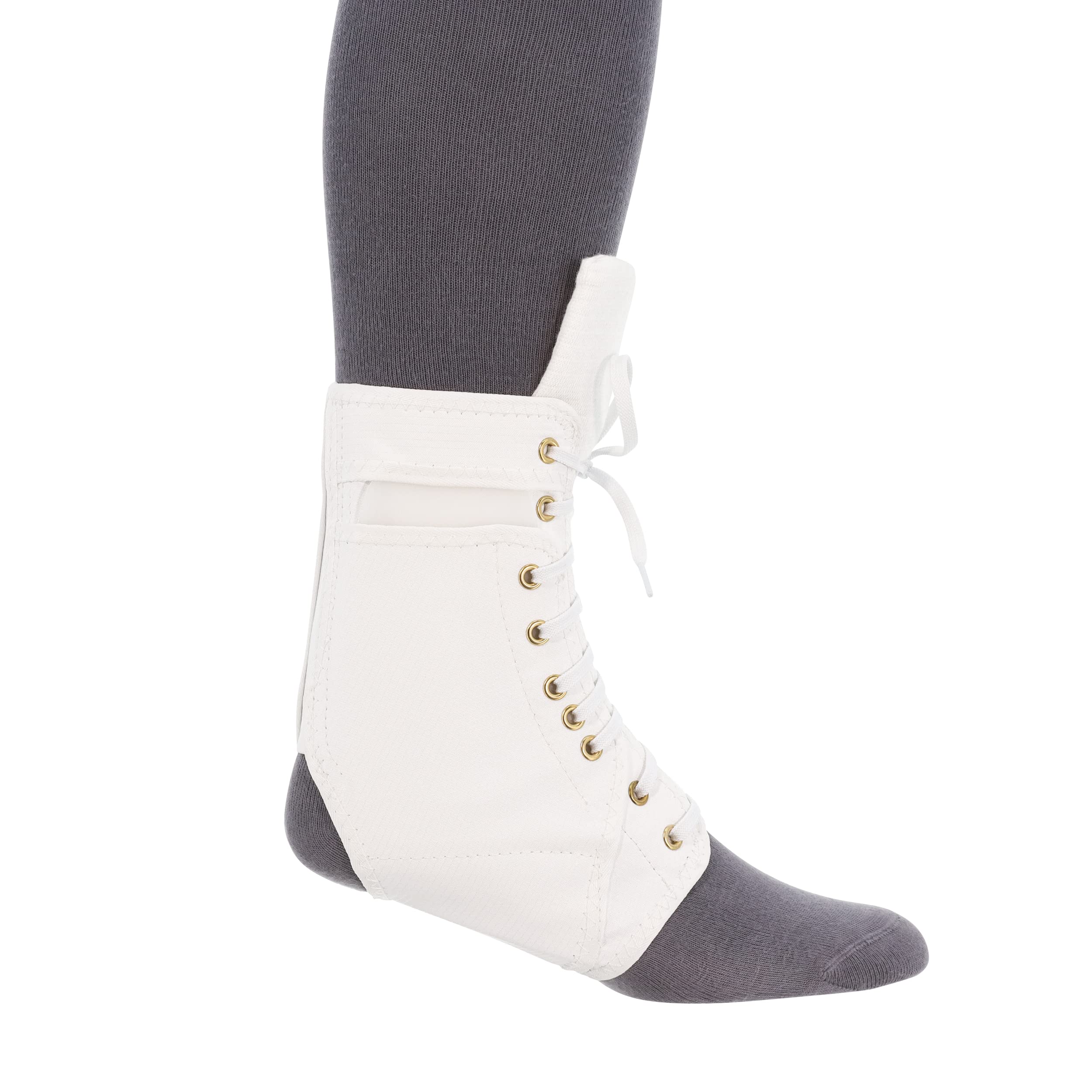 Swede-O Ankle Lok Reinforced Laced Ankle Brace for Sports, Padded Tongue, White, Medium