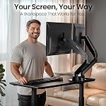 EVEO Premium Dual Monitor Mount 14"-35” Dual Monitor Arm VESA Bracket Adjustable Height Gas Spring Dual Monitor Stand, Screen Full Motion Dual Monitor Arm-Computer Monitor Stand for 2 Screens - Black