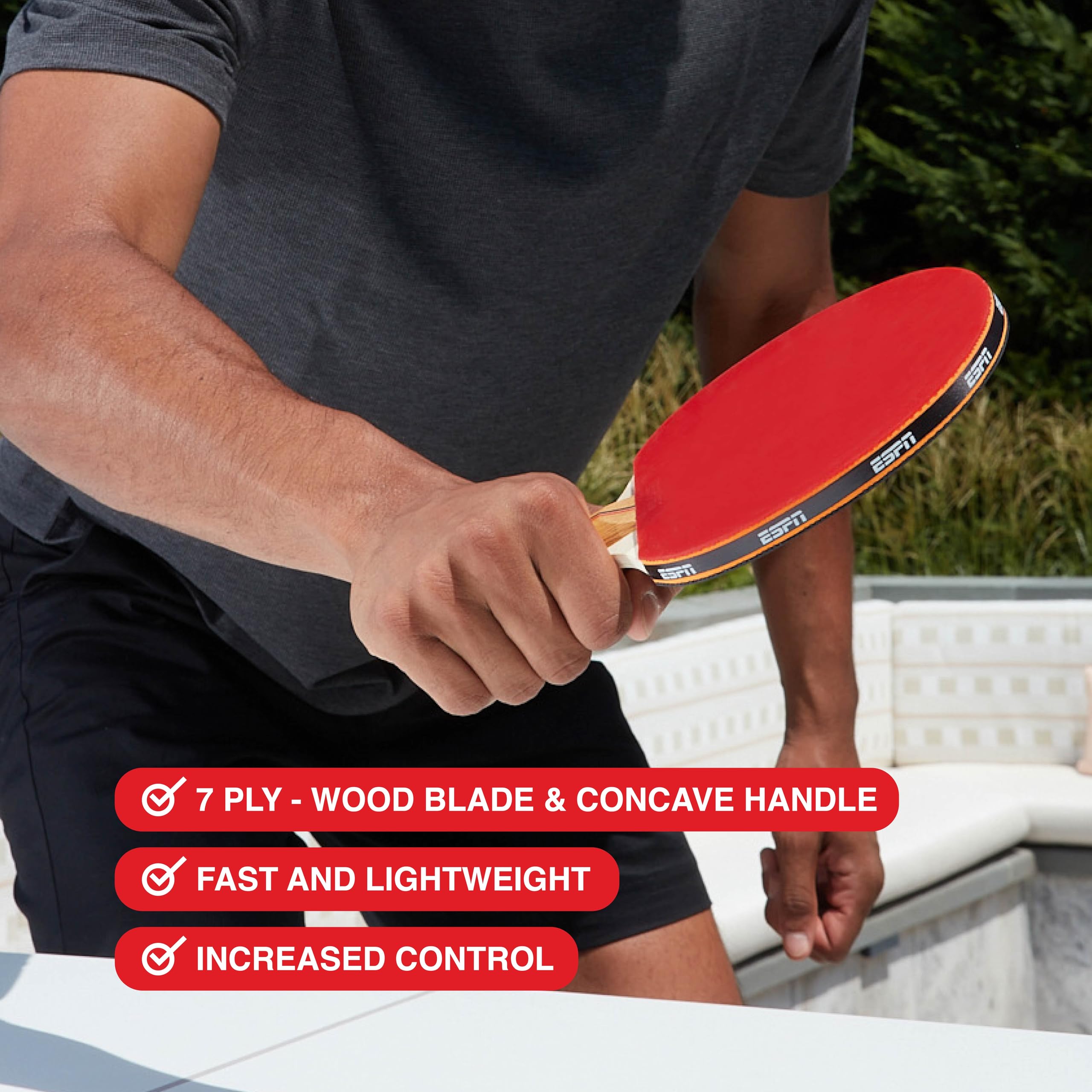 ESPN Ping Pong Paddle with Travel Case, High Performance Table Tennis Paddle Ideal for Game Night and Indoor or Outdoor Games