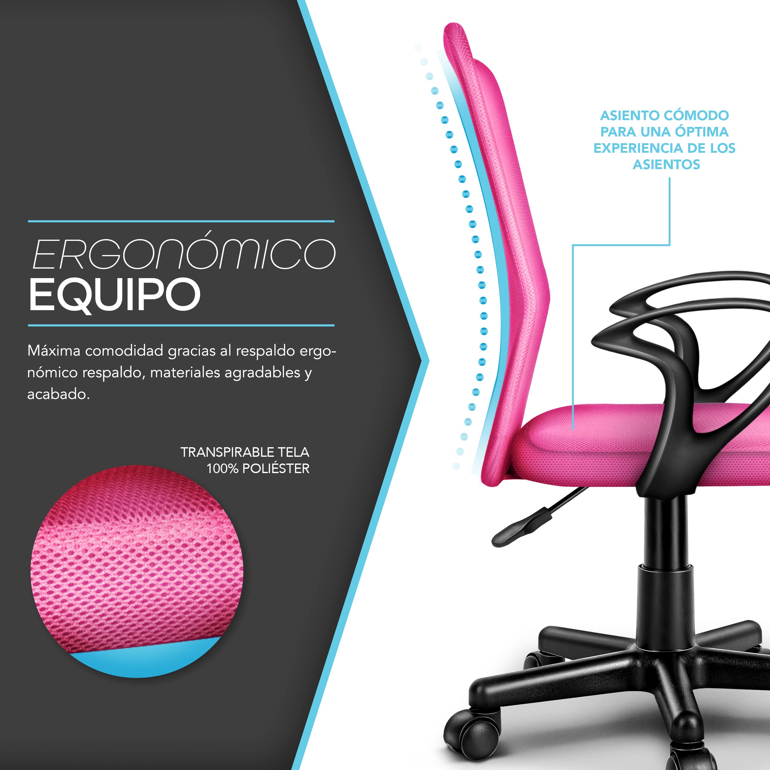 TRESKO Silla de Oficina Escritorio giratoria | Silla Giratoria con reposabrazos | para Estudio de Oficina, Regulable en Altura de Forma Continua, Respaldo ergonómico