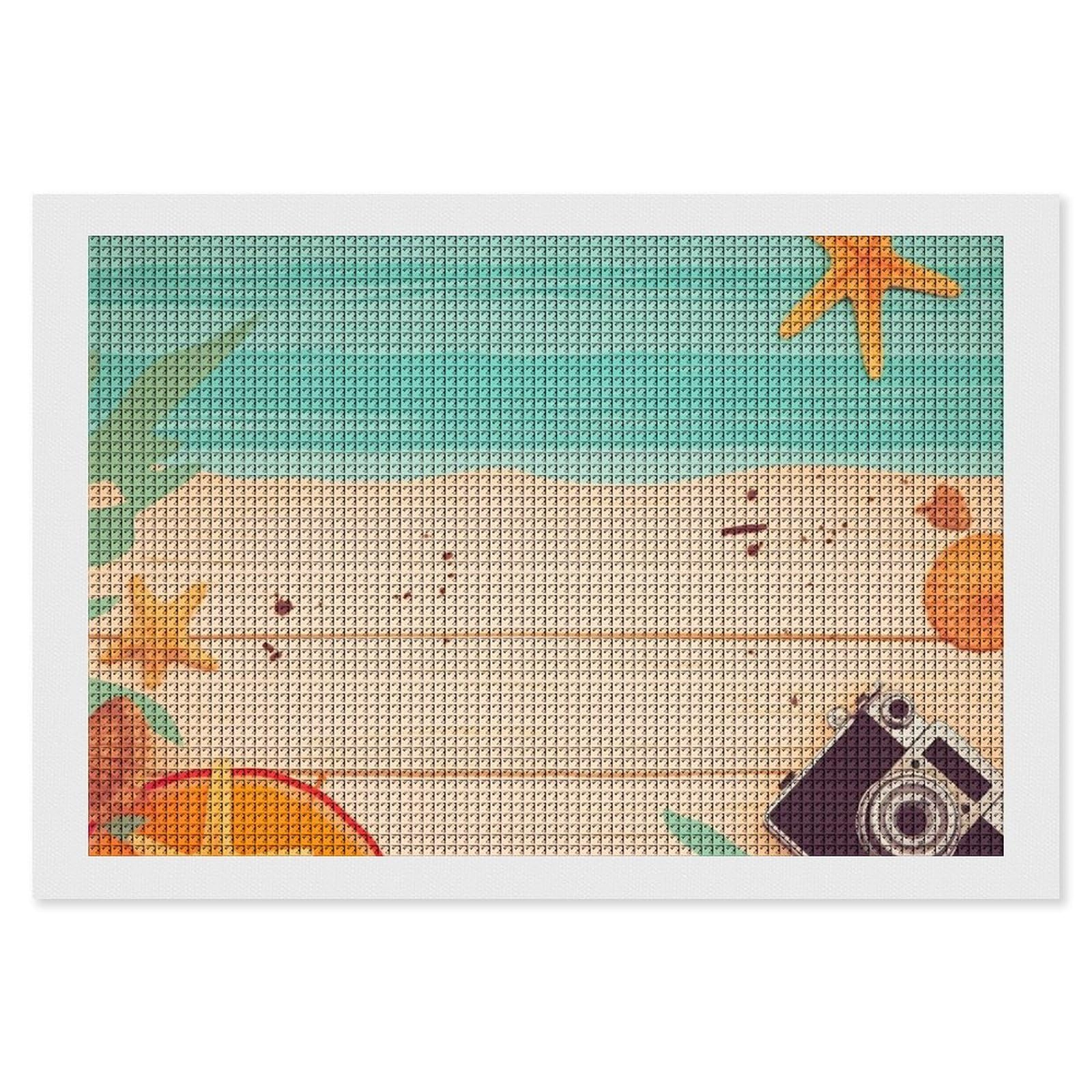 Summer Background Diamond Art Kits for Adults, DIY 5D Diamonds Painting Kits for Beginner, Round Full Drill Diamond Dots Painting, 8"x12" Diamonds Pictures Gem Art and Crafts Wall Decor