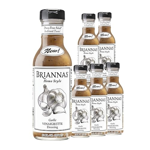 Briannas Home Style - Aderezo de vinagreta de ajo, sin jarabe de maíz de alta fructosa, sin MSG, vegano, kosher, sin gluten, 12 onzas líquidas