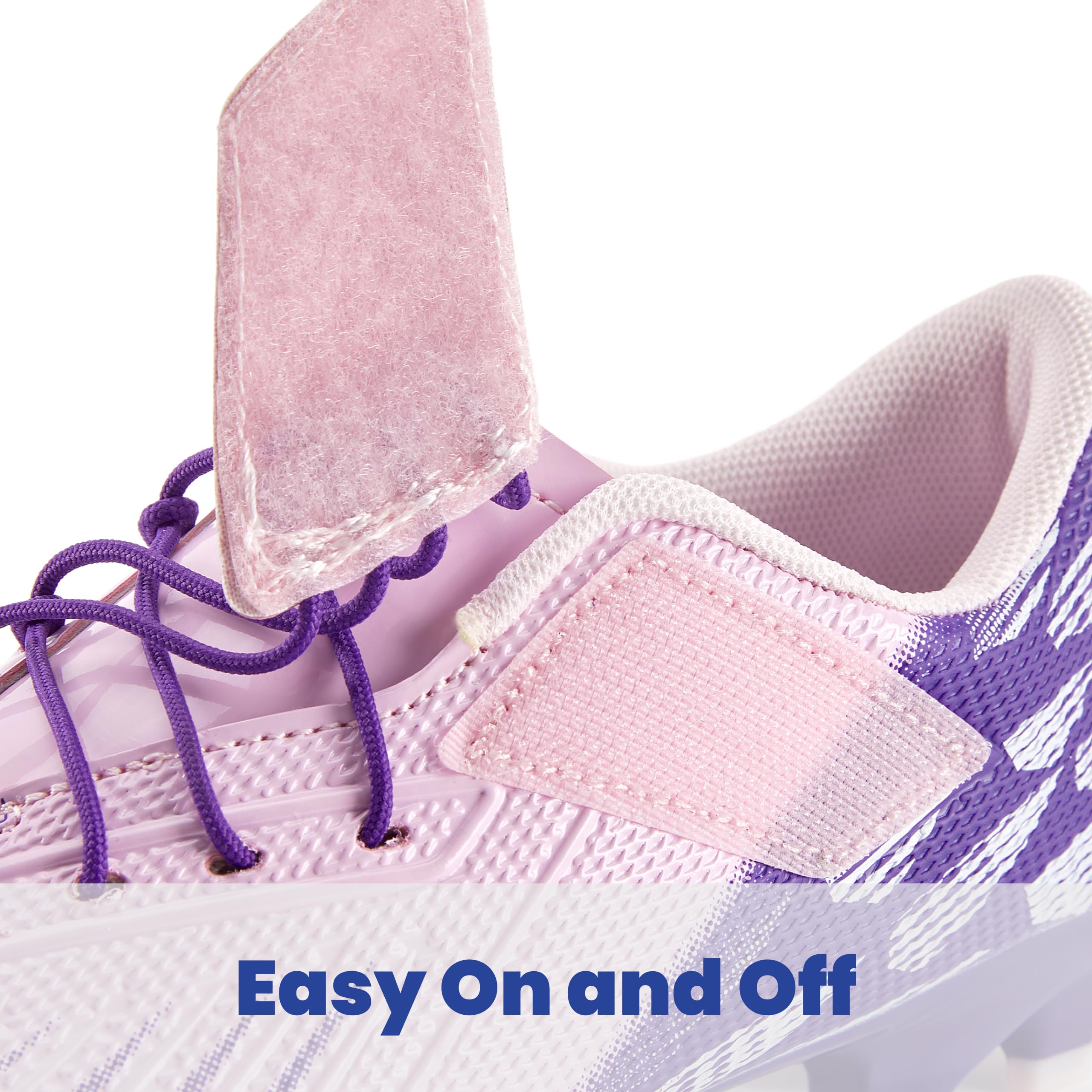 PATPAT Kids Soccer Cleats – Outdoor Firm Ground and Turf Football Training Shoes for Little Big Boys and Girls, Pink/Purple Sizes 2