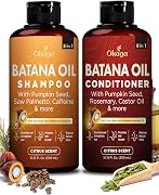 Okaga Batana Oil Shampoo & Conditioner Bundle, Citrus Shower Set, 10.15 oz | Aloe Vera, Saw Palmetto, Caffeine, Biotin, Jojoba, Pumpkin Seed, Castor, Rosemary & Hydrolyzed Rice Protein