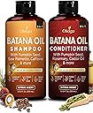 Batana Oil Shampoo & Conditioner Bundle (Okaga Shower Set) with Aloe Vera Leaf Juice, Saw Palmetto, Caffeine, Biotin, Jojoba, Pumpkin Seed, Castor, Rosemary & Hydrolyzed Rice Protein