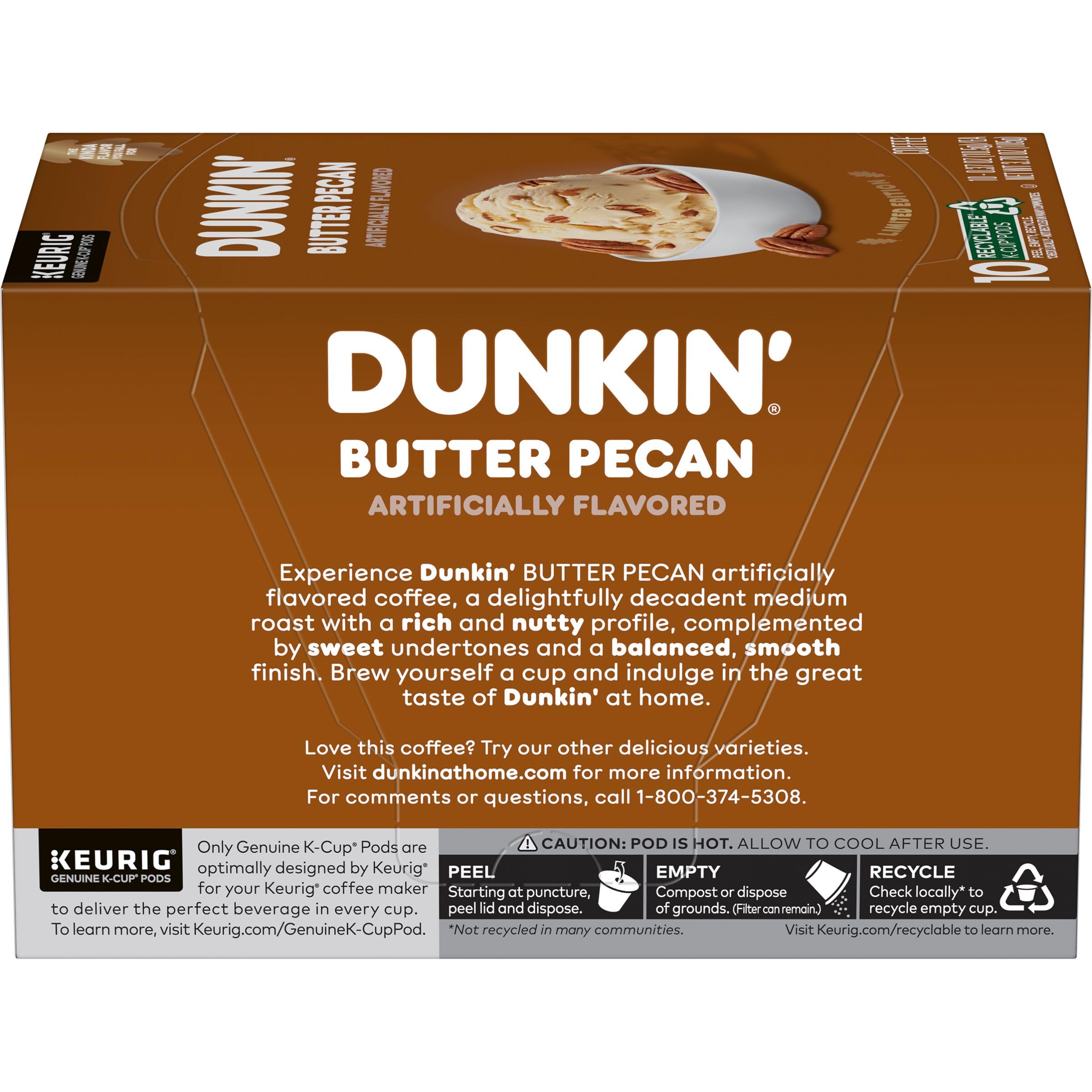 Amazon.com: Dunkin' Butter Pecan Artificially Flavored Coffee, K-Cup Pods,  60 Ct. : Baby