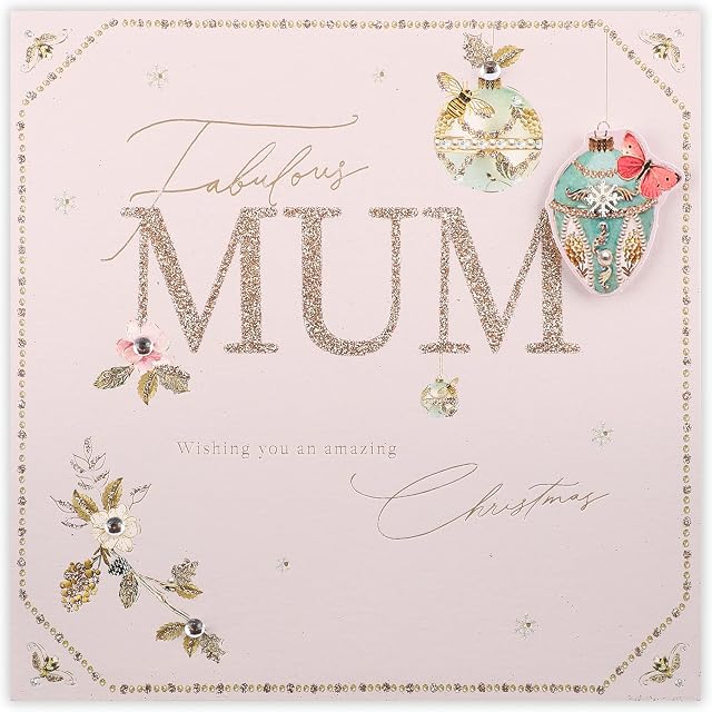 Clintons: Baubles Mum Christmas Card 192 x 192, Multi-Colour,1170828