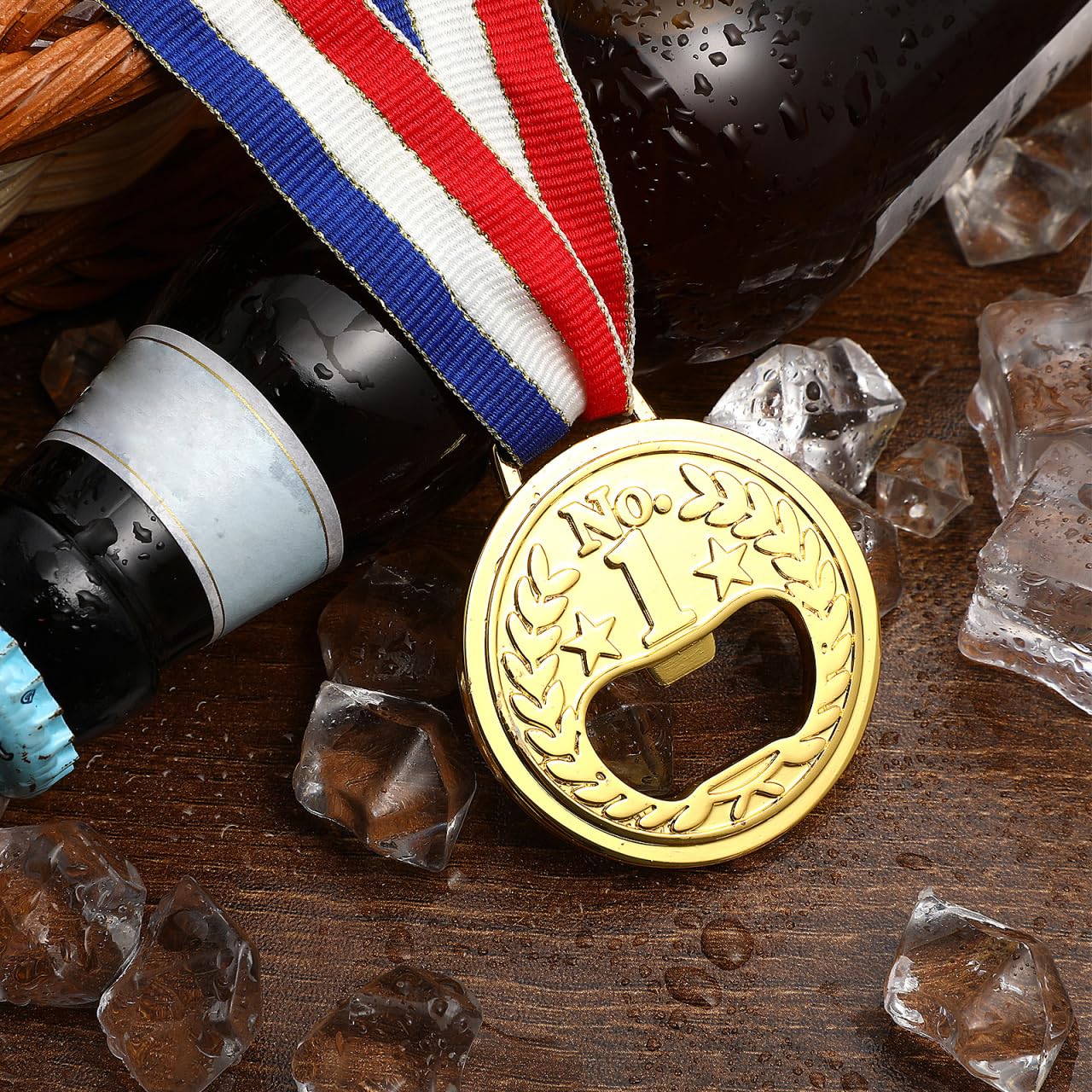 TOPBATHY 2pcs Gold Medal Shaped Bottle Opener/Beer Openers,Solid