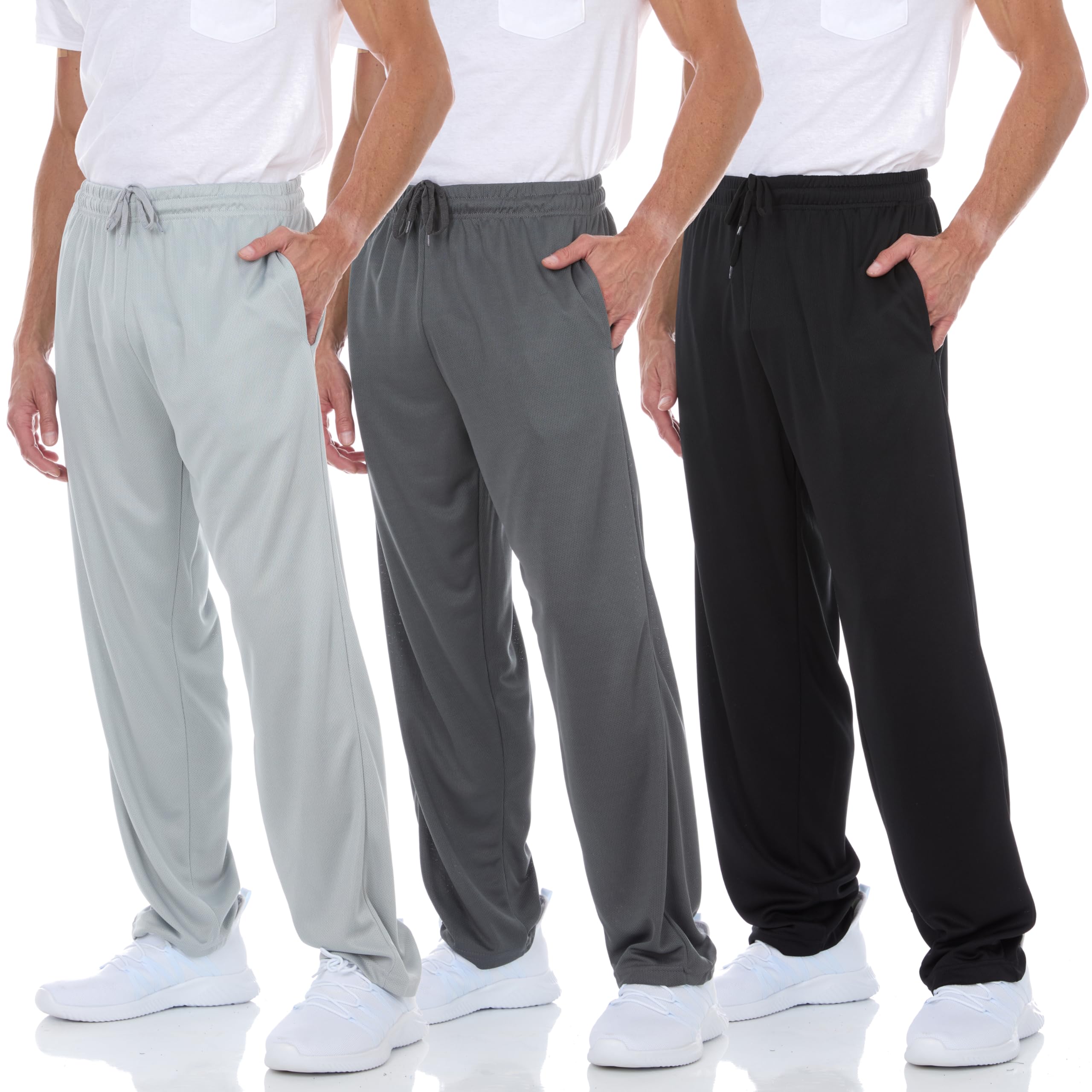 DARESAY 3 Pack: Mens Athletic Pants with Pockets, Mens Sweatpants, Men's Lightweight & Breathable Joggers (Up to 3XL)