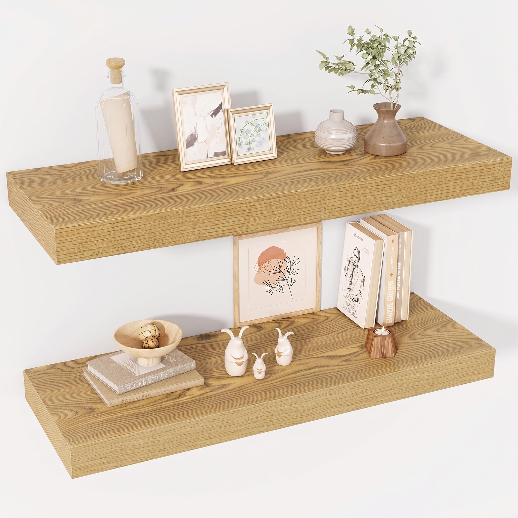 Acovy 30 Inch Floating Shelves, 12" Deep Floating Shelf Wall Mounted, 30" Wall Shelves, Rustic Deep Bookshelf, Extra Deeper & Thicker Display Shelves for Bedroom, Living Room, Set of 2 โ image 1