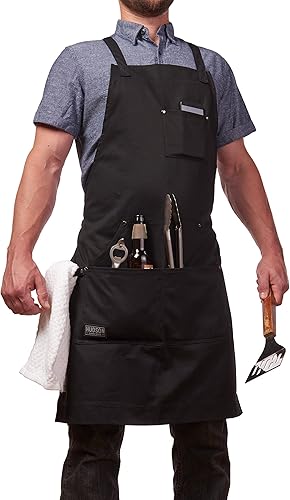 Hudson Durable Goods - Delantal de chef de grado profesional para cocina barbacoa y parrilla