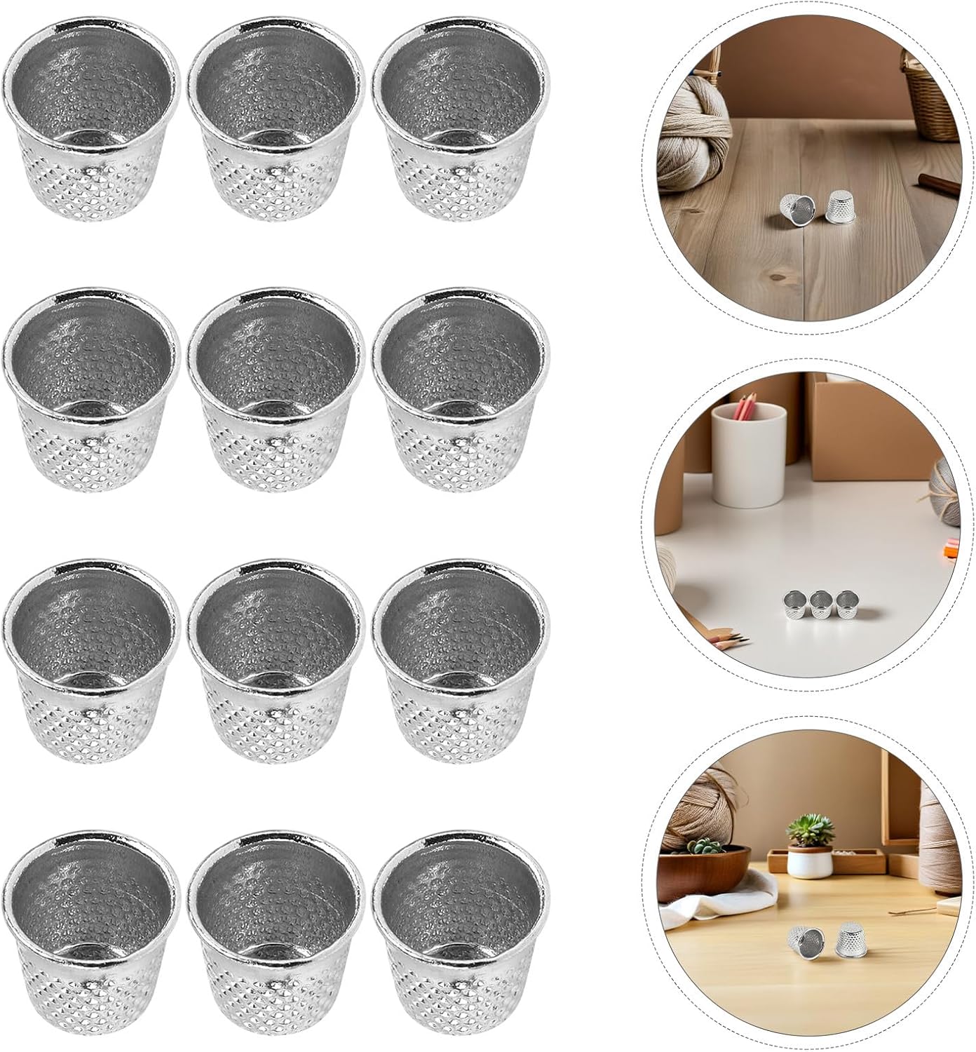 VOSAREA 60pcs Metal Thimbles for Hand Sewing, Finger Protectors for Quilting, Alloy Sewing Thimbles for DIY Crafts and Needlework