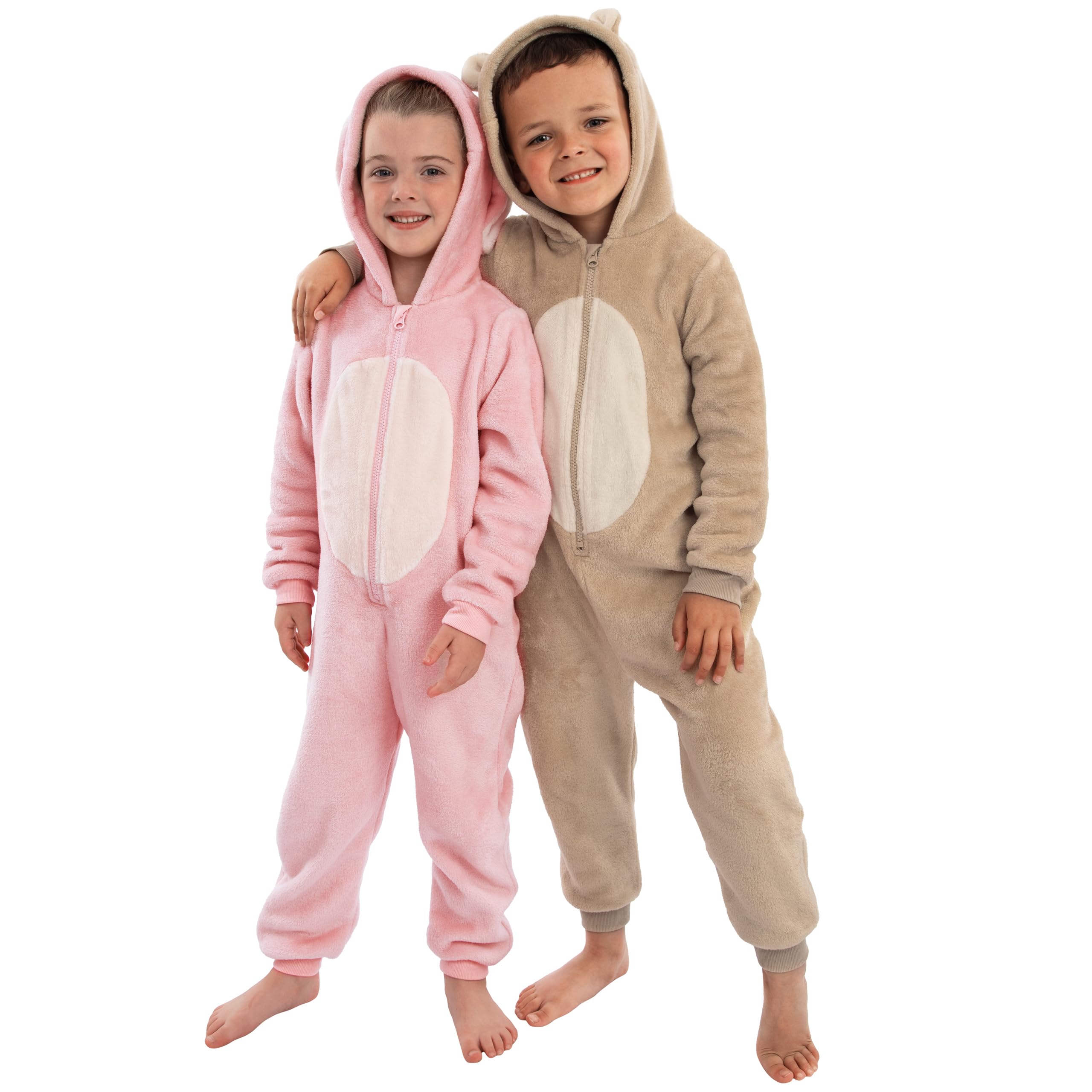 Harry Bear Combinaison Pyjama Enfant A Capuche Ours Lapin Ou Dinosaure en Polaire Douce avec Fermeture Eclair Pyjama Tout