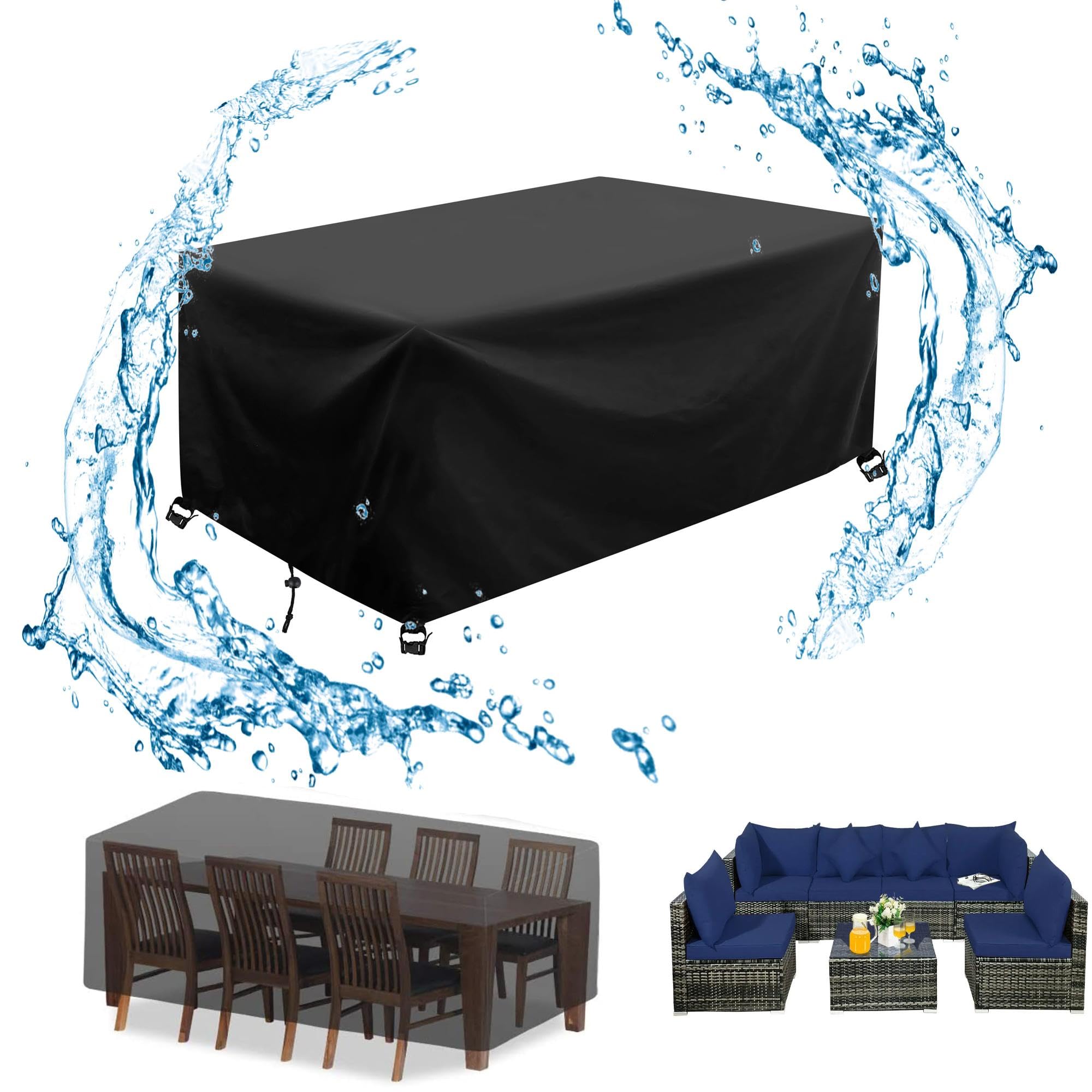 Housse De Protection Salon De Jardin 130x130x110cm - Tissu Oxford 420D Imperméable Coupe-Vent, Pour Table Et Chaises