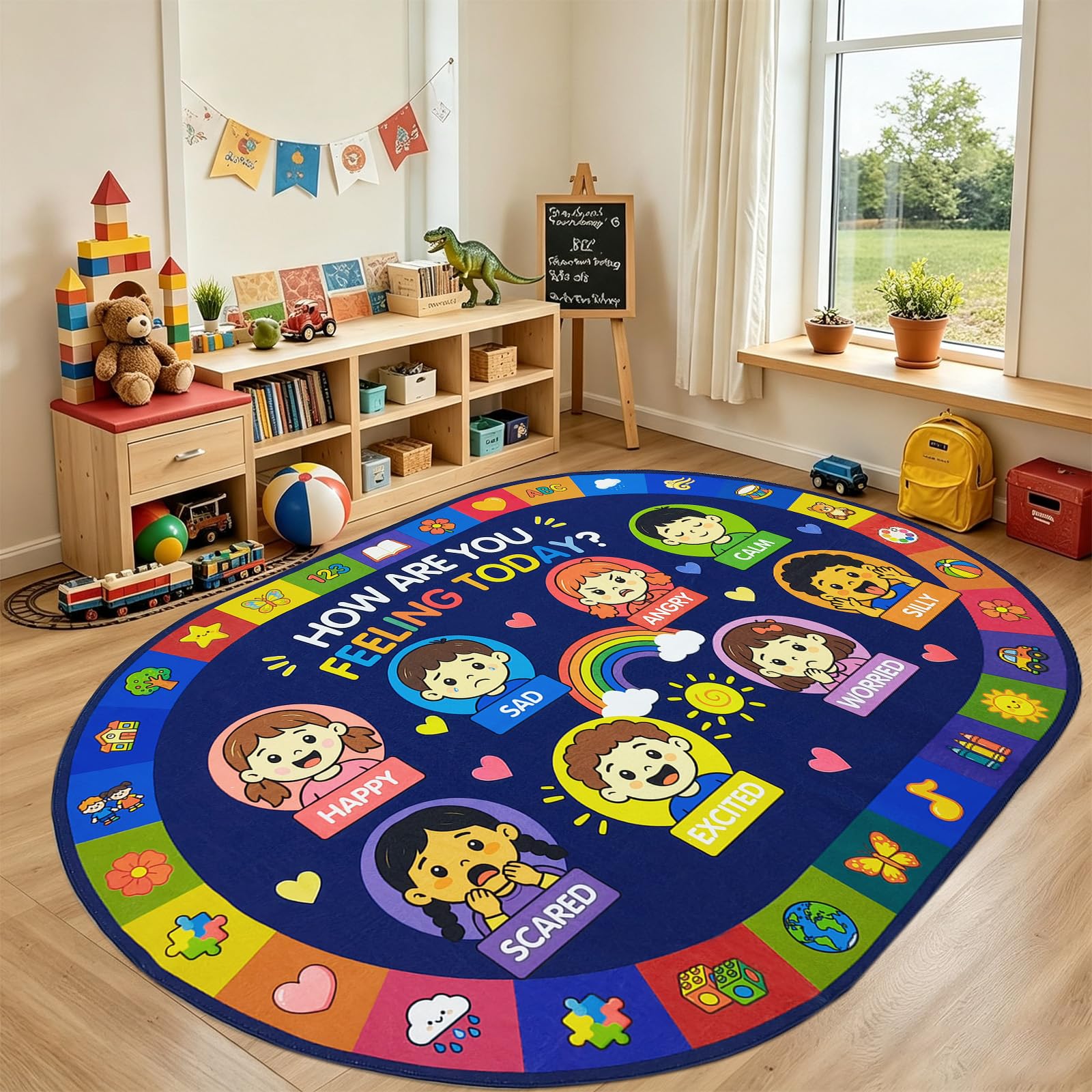 USTIDE Social Emotional Learning Rug for Kids 5x7ft
