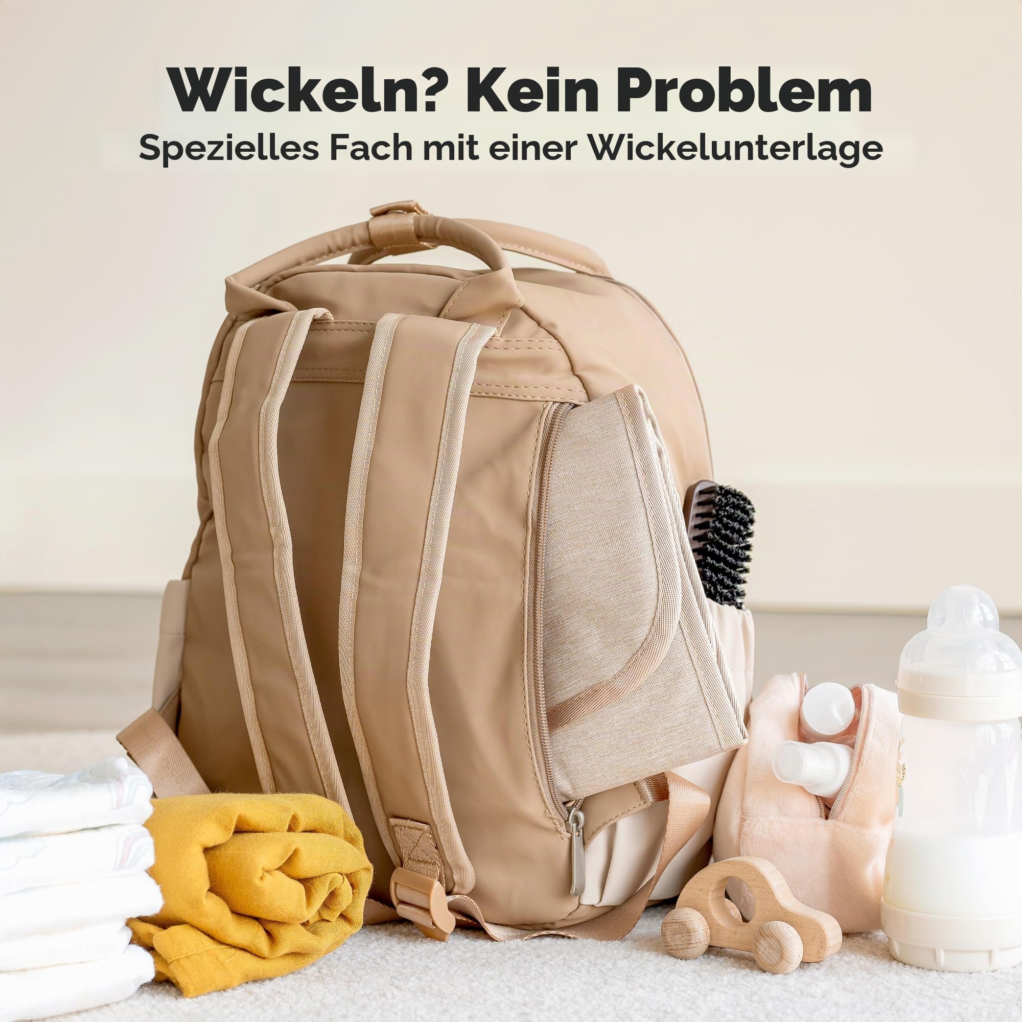 KeaBabies Baby Wickeltasche mit Wickelunterlage - Multifunktionale Reise Wickelrucksack Lässig, Umstands Mommy Bag, Kompakte 12L Kapazität,PU-Leder, Wasserdicht,Unisex,Stilvolle Baby Diaper Bag(Latte)