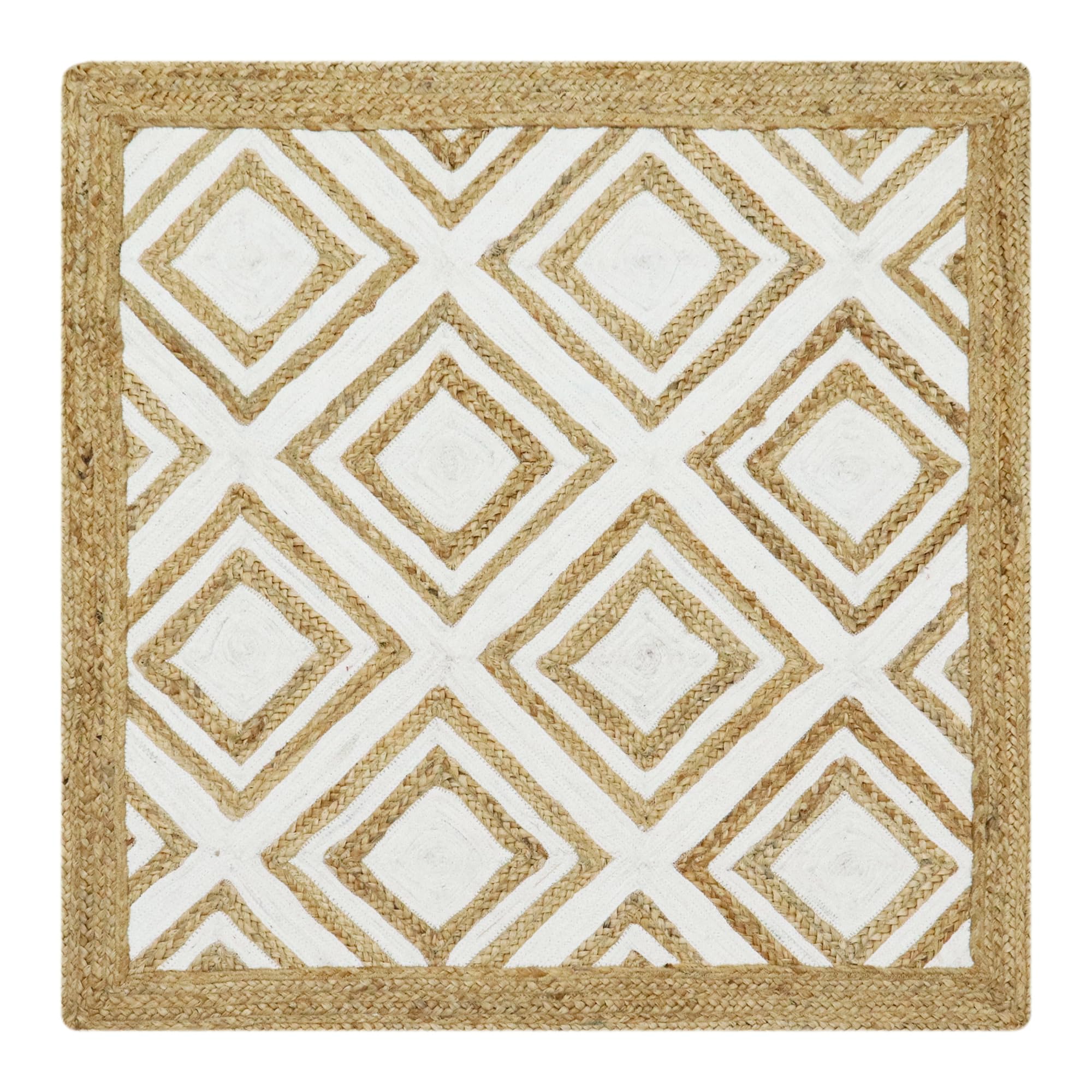 Tapis en jute fait main de prestige blanc 15x20 pour un salon élégant