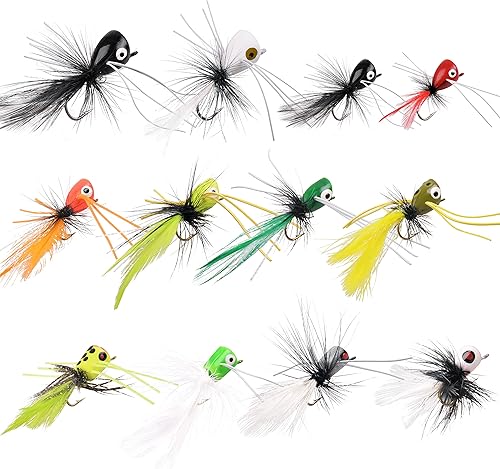 Miniatura 8 de OROOTL Fly Fishing Popper Flies Kit Colorful Fly Fishing Flies Popper Lures Foam Float Topwater Popping Bugs Lures Accessories for Trout Panfish