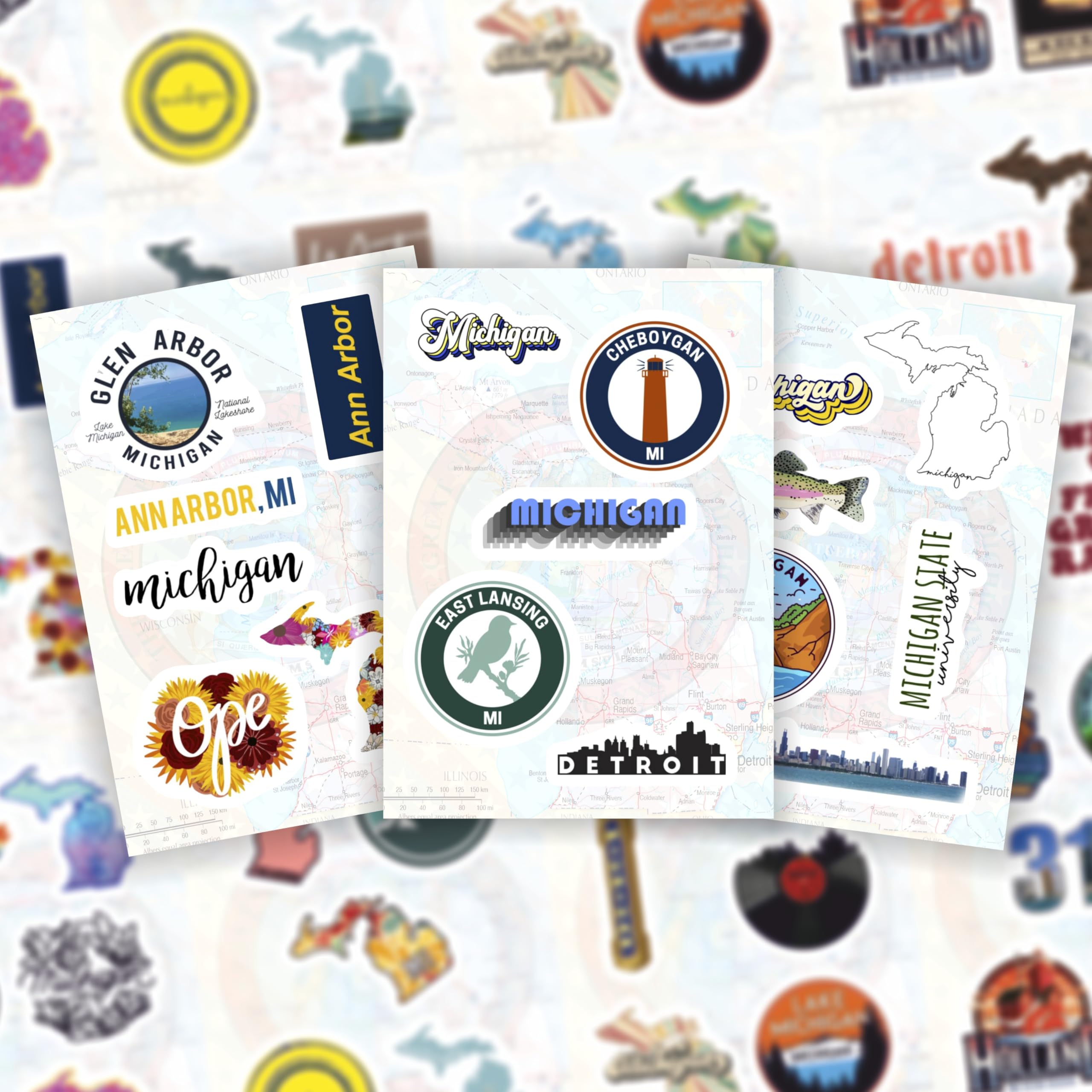 BulbaCraft Michigan Stickers for Water Bottle and Laptop - Michigan State Gifts, Party Supplies & Decorations, Waterproof Vinyl Decals, State Pride and Icon Stickers, Gifts for Women & Men