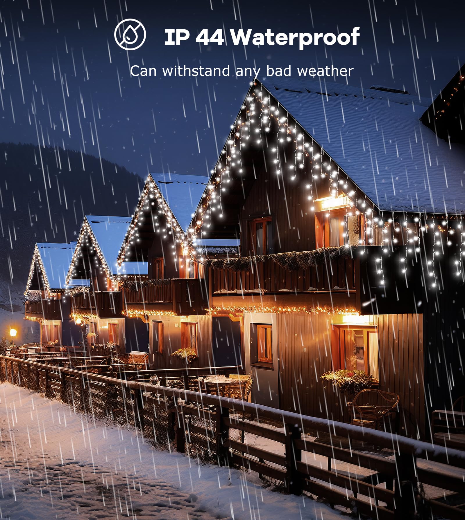 ULIGHTOWN Icicle Outdoor Christmas Lights, 5M 120LED Icicle Lights Outdoor Waterproof - Image 3
