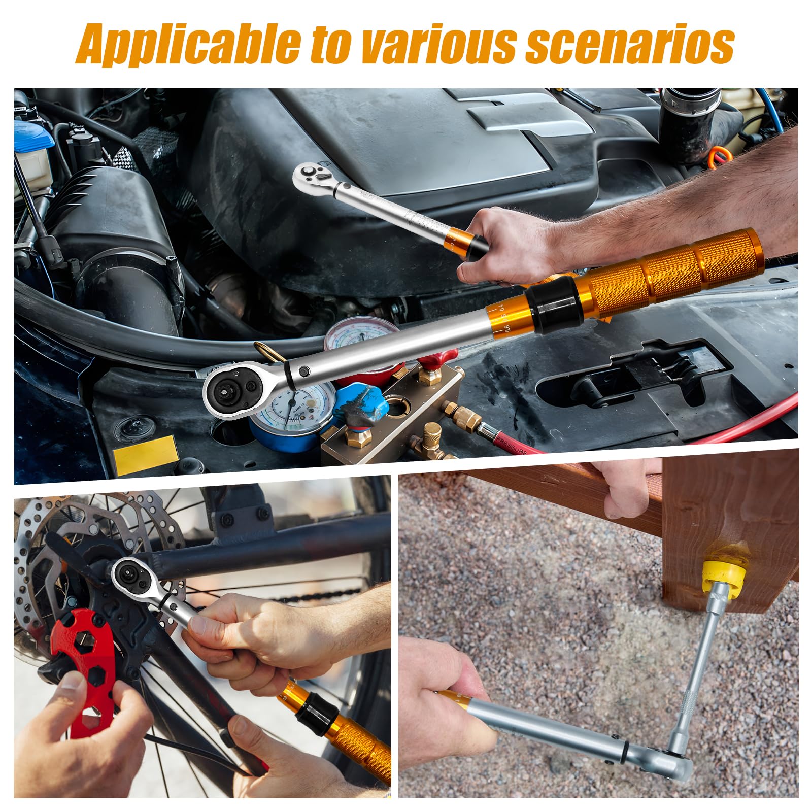 CCLIFE Llave Dinamométrica 1/4'', 1-25 Nm Llave de Torque, Kit de mantenimiento de 19 piezas para bicicletas y motocicletas, con 1/4'' CRV Hex y Torx Bits, Junta Universal, 100m Barra de Extensión