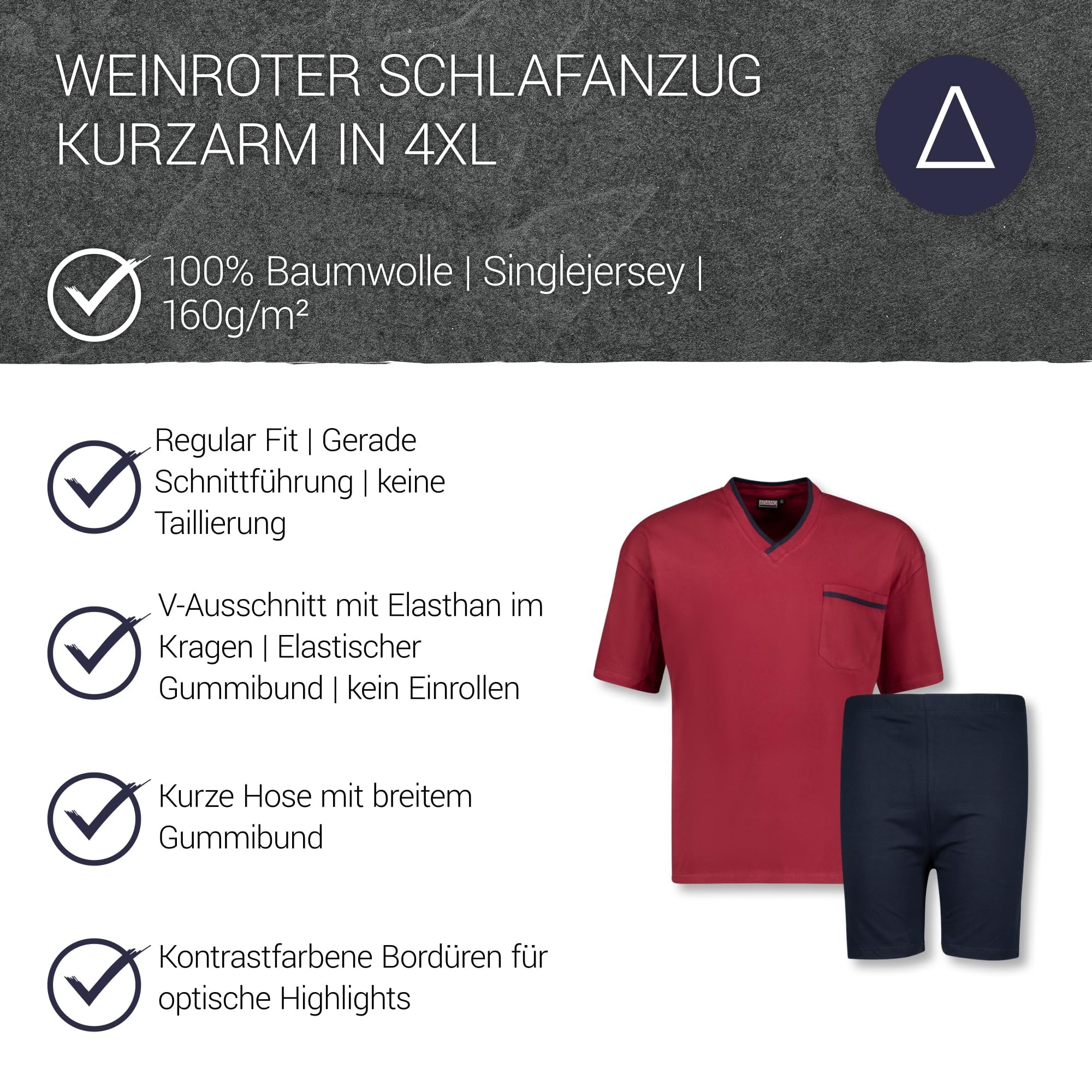 ADAMO Herren Schlafanzug Kurzarm Übergrößen XXL - 10XL
