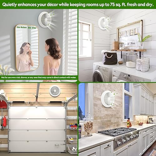 Miniatura 6 de Extractor de baño 512M, extractor de cocina montado en la pared de 6 pulgadas con rejilla blanca, 80 CFM 4.0 Sones, conducto retráctil de 15