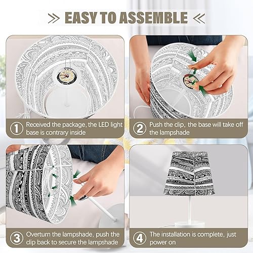 Miniatura 4 de Bedside Table Lamp for Bedroom LED 3 Colors Lamp USB Interface Cable Night Table Lamp Baby Night Light for Living Room and Desk M White Black Lines