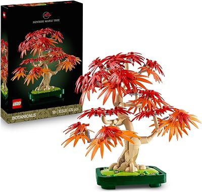 LEGO Botanicals Japanischer Roter Ahorn – Bonsai-Baum – Kunstpflanzen Set mit roten und orangefarbenen Blättern sowie einem baubaren Blumentopf – Kunstblumen DIY Deko Geschenk für Erwachsene – 10348