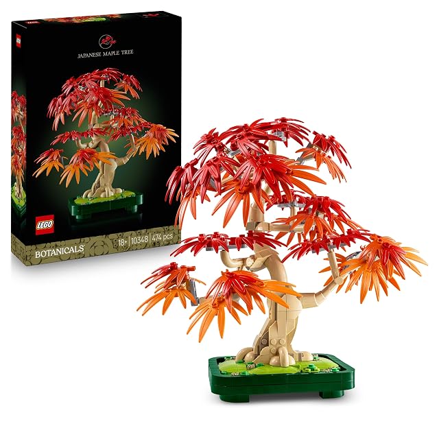 LEGO Botanicals Bonsái de Arce Rojo Japonés - Planta Artificial con Hojas Rojas y Naranjas en Maceta - Maqueta para Construir para Adultos - Regalo de Decoración del Hogar para Mujeres y Hombres 10348