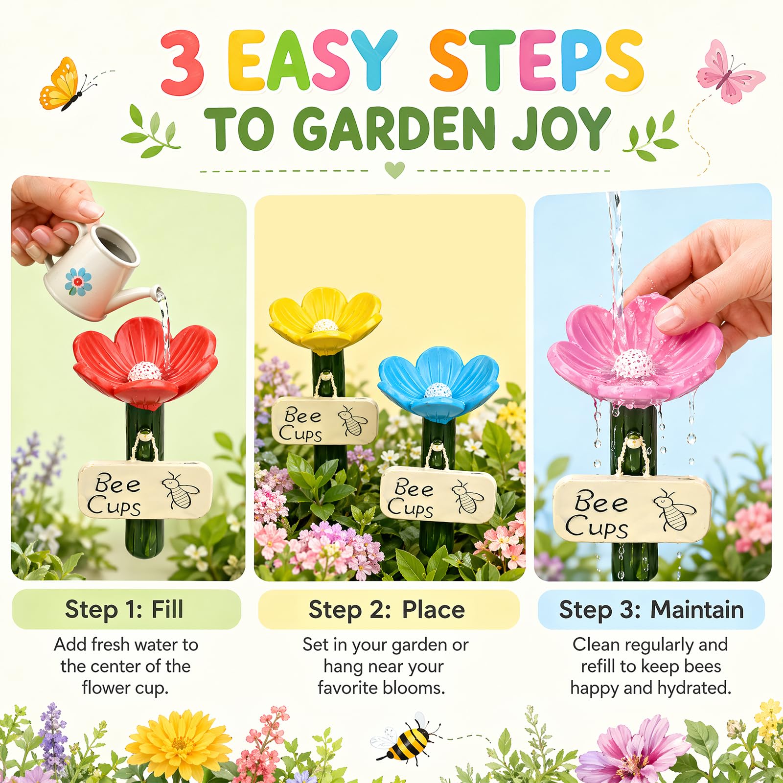 4 Stück Insektentränke, Bienentränke für Den Garten, Cups for Bee, Insektentränke Garten für Insekten, Bienentränke für Durstige Bestäuber, Hummeln Landeplatz Garten Terrasse Balkon