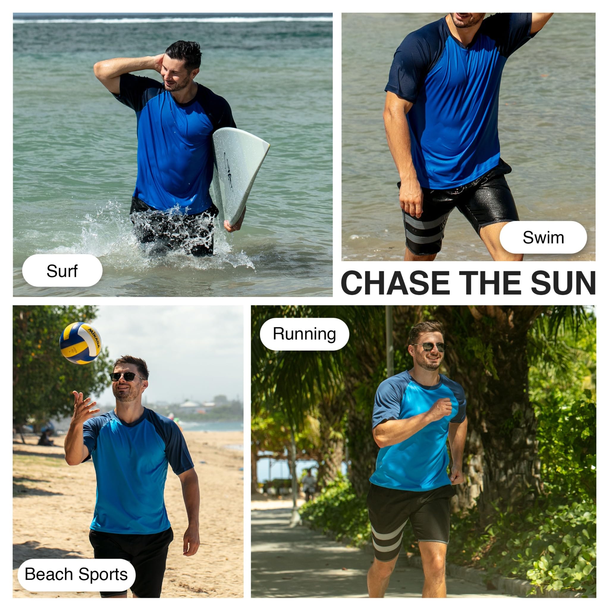 Kanu Surf Men's Contrast Rashguard UPF 50+ Swim Shirt